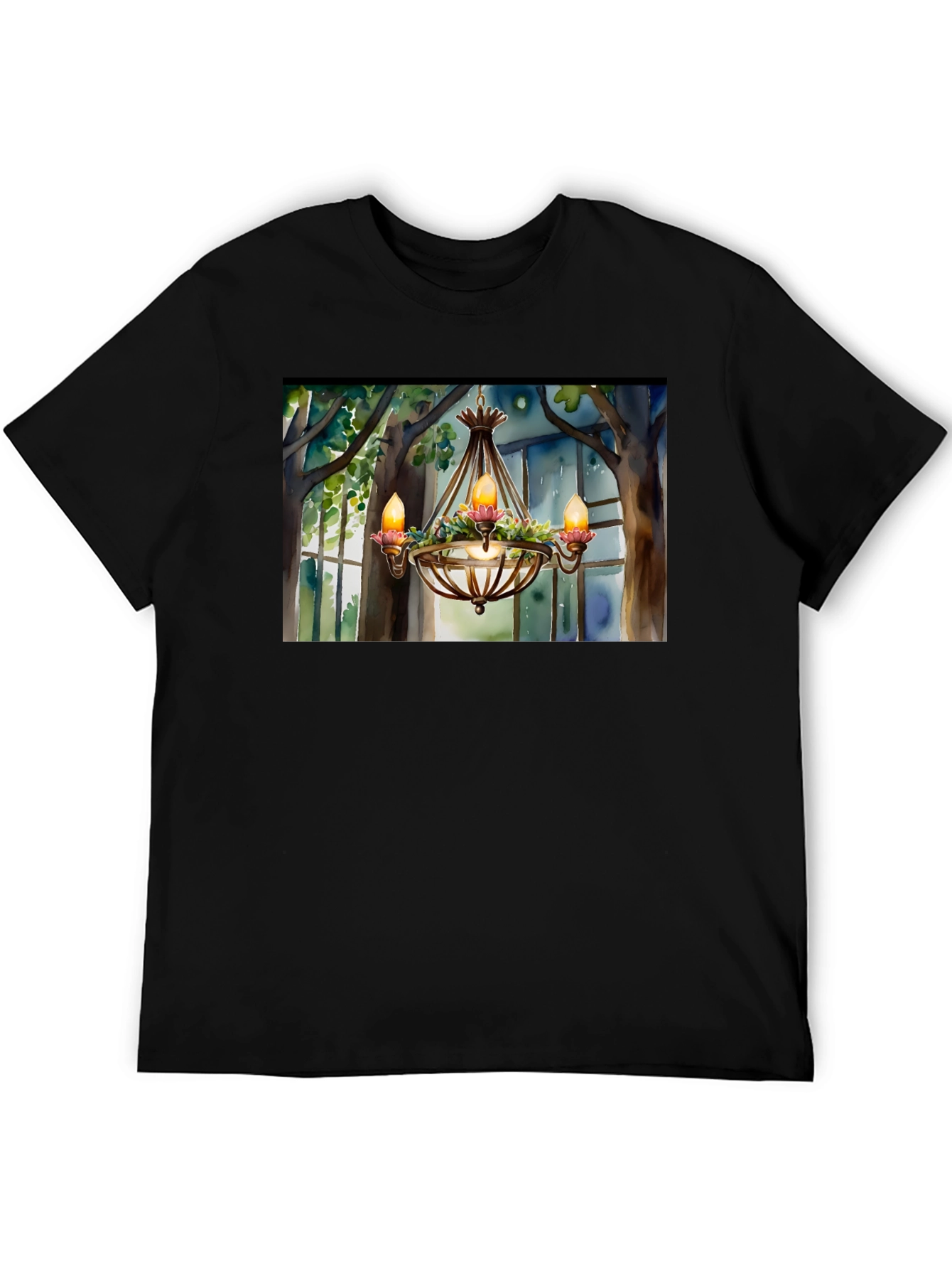 Black Chandelier T-Shirt - Elegant Design view 5