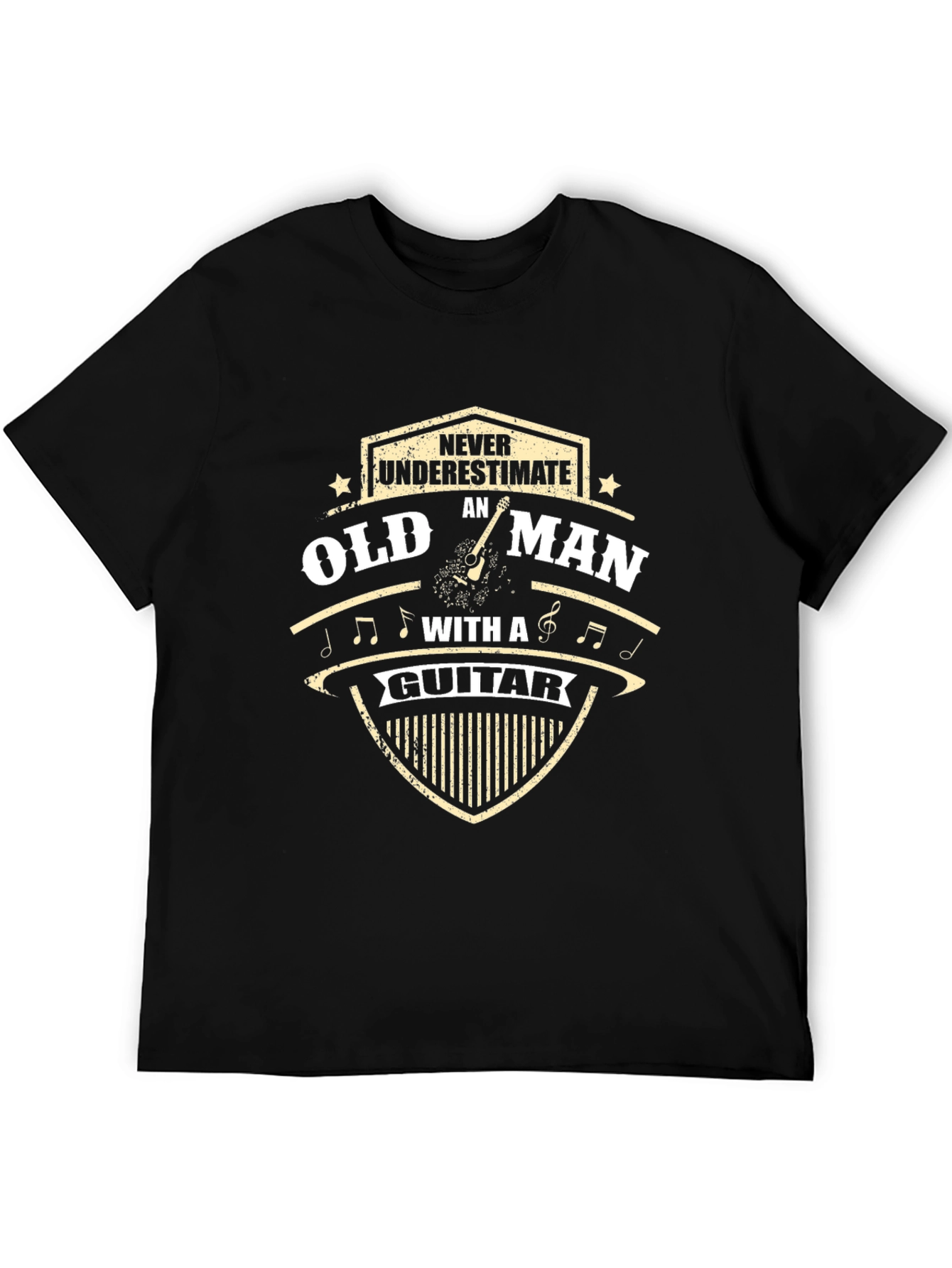 Black Old Man with a Guitar T-Shirt view 5