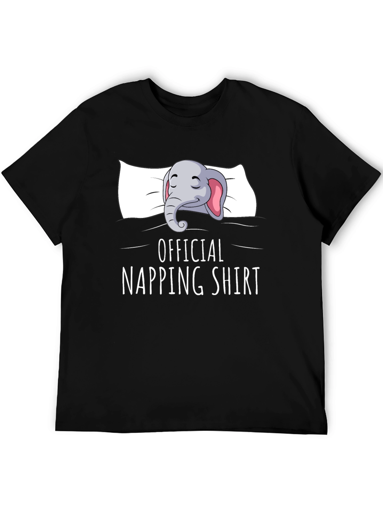 Black Official Napping Shirt - Elephant Cartoon Print view 5