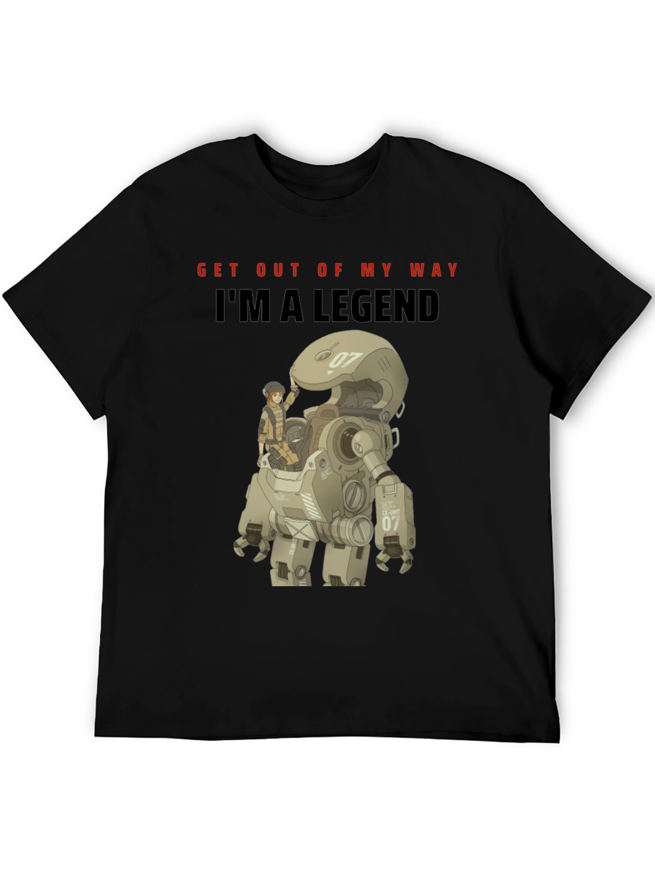 Black I'm A Legend Robot T-Shirt - Unique Graphic Tee view 5
