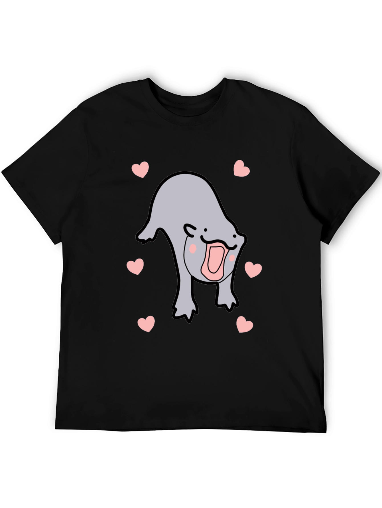 Black Cute Otter Heart Black T-Shirt view 5