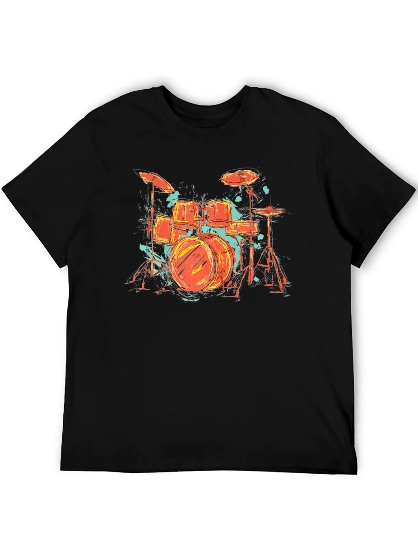 Black Drum Set Graphic Tee - Band Lover's Black T-Shirt view 5