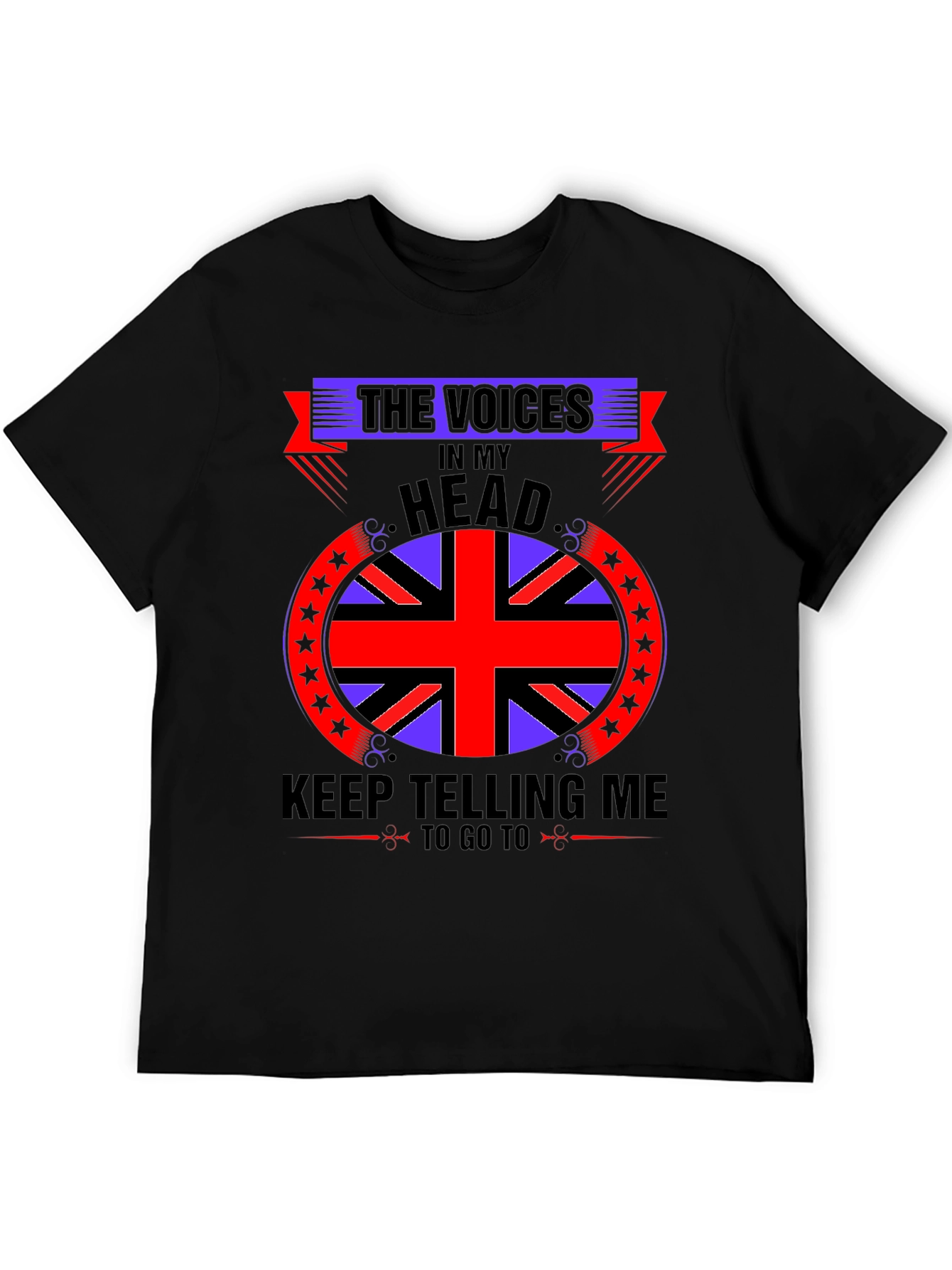 Black Voices In My Head T-Shirt, British Flag view 5