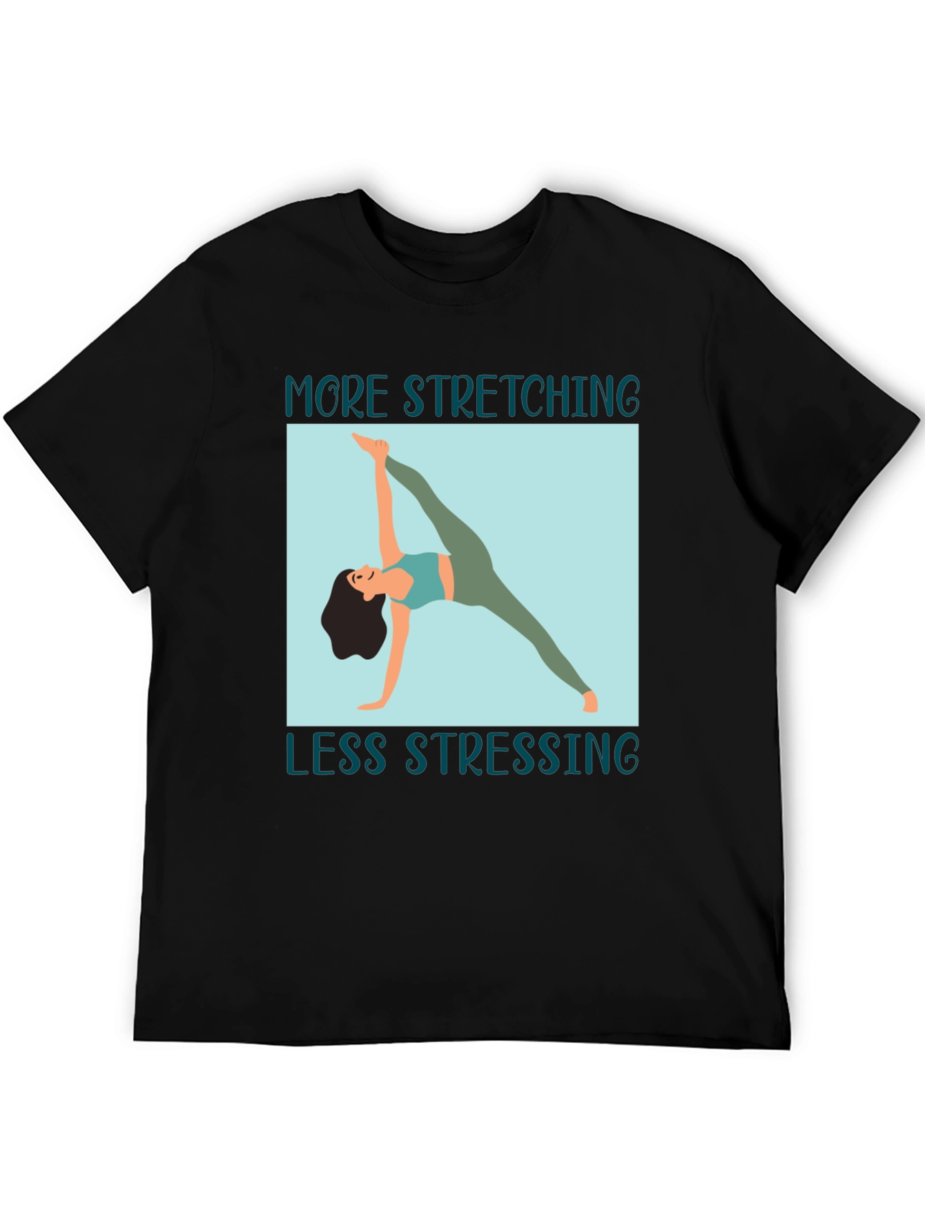 Black Stretching Graphic Tee: More Stretching, Less Stressing view 5