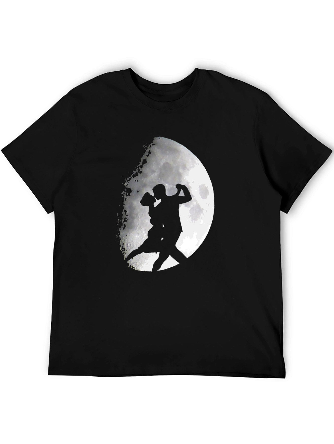 Black Romantic Tango Couple Moon Graphic T-Shirt - Black view 5
