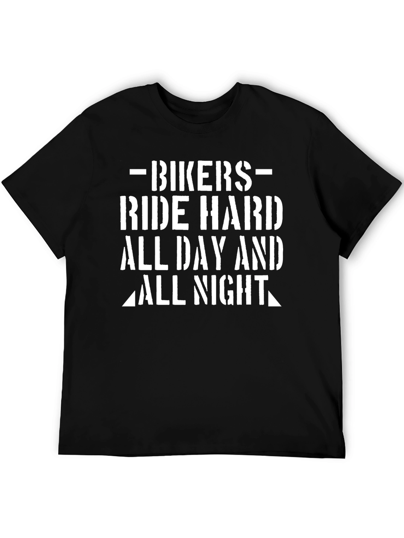 Biker Ride Hard T-Shirt - All Day All Night Black Cotton Tee - 5