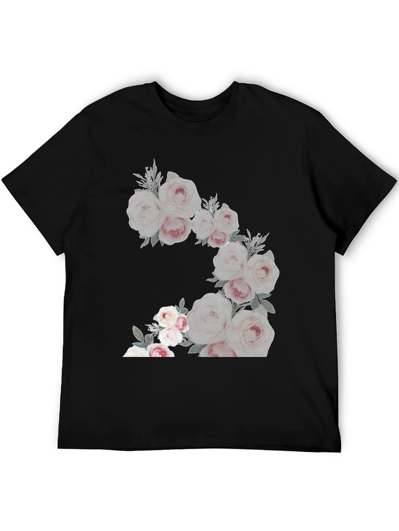 Black Floral Graphic Tee - Black Cotton Blend view 5