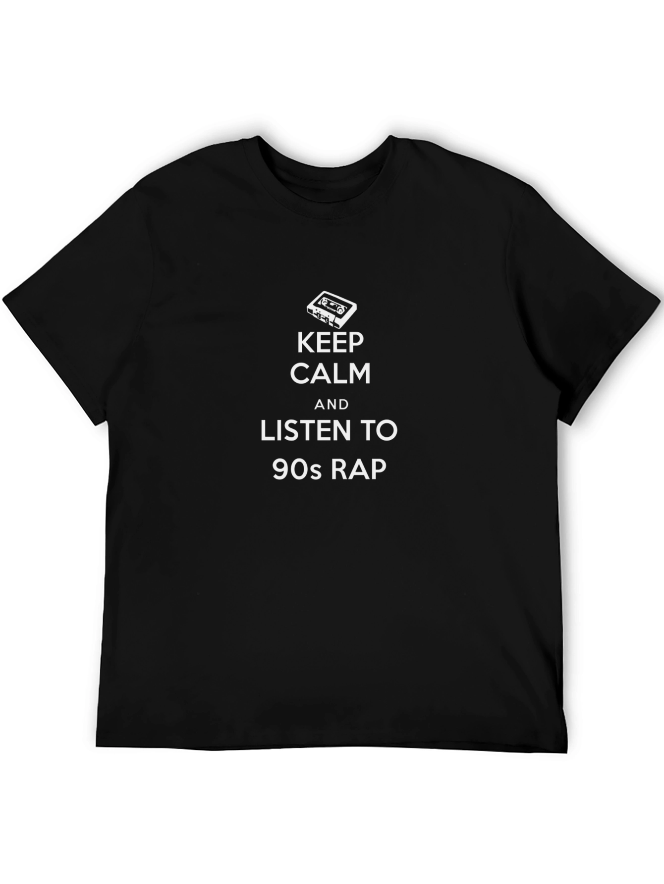 Black Keep Calm 90s Rap Music T-Shirt - Black view 5