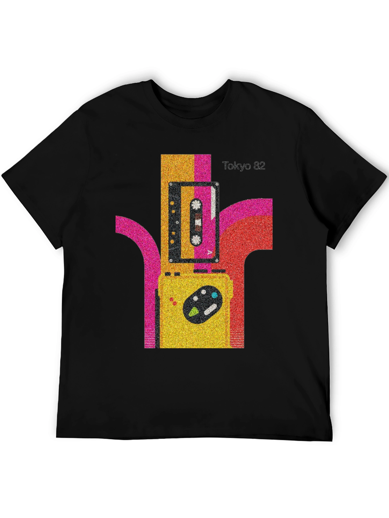 Black Tokyo 82 Retro Cassette Player Graphic Tee view 5