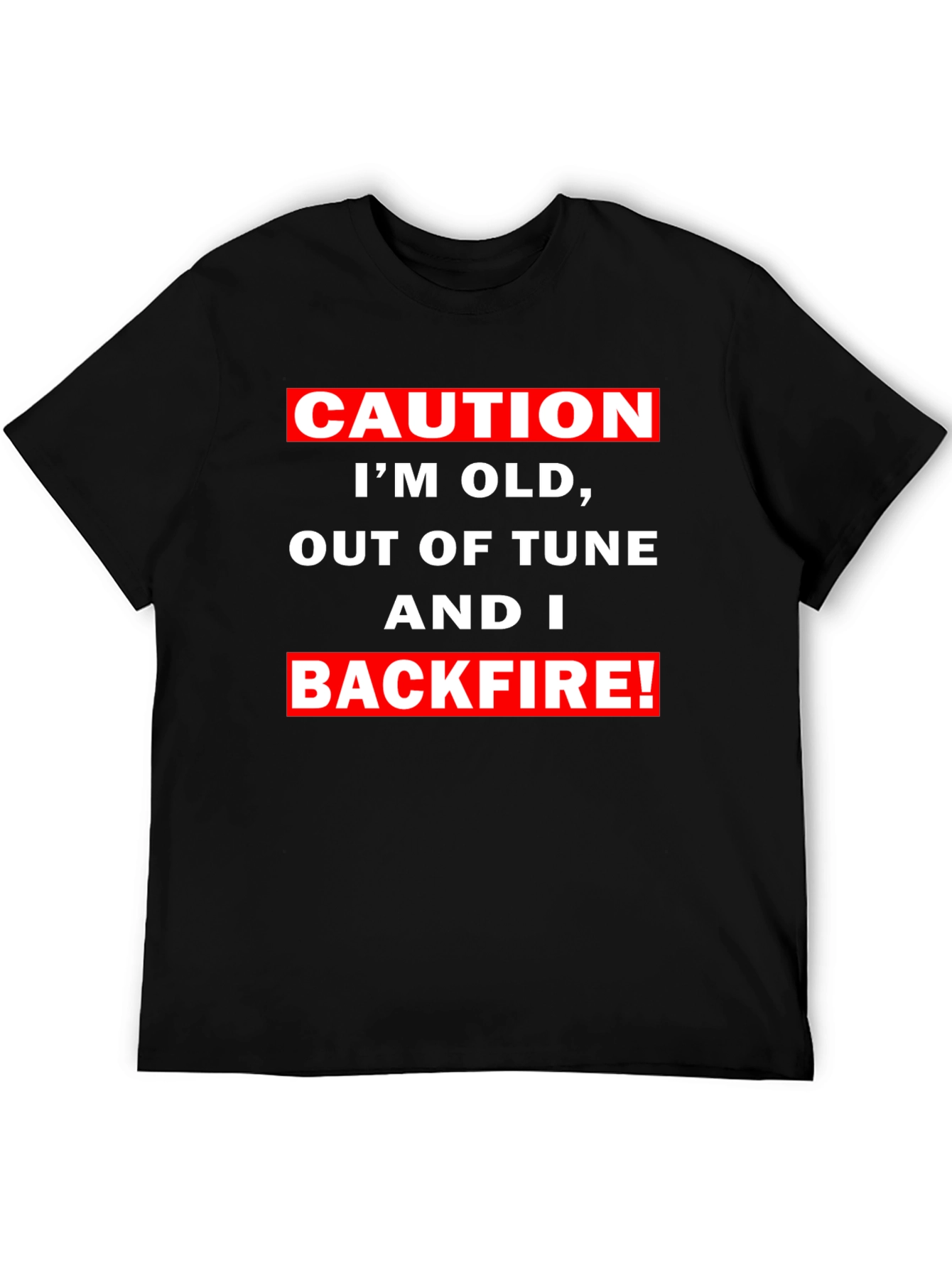 Black Caution I'm Old Funny Graphic T-Shirt view 5