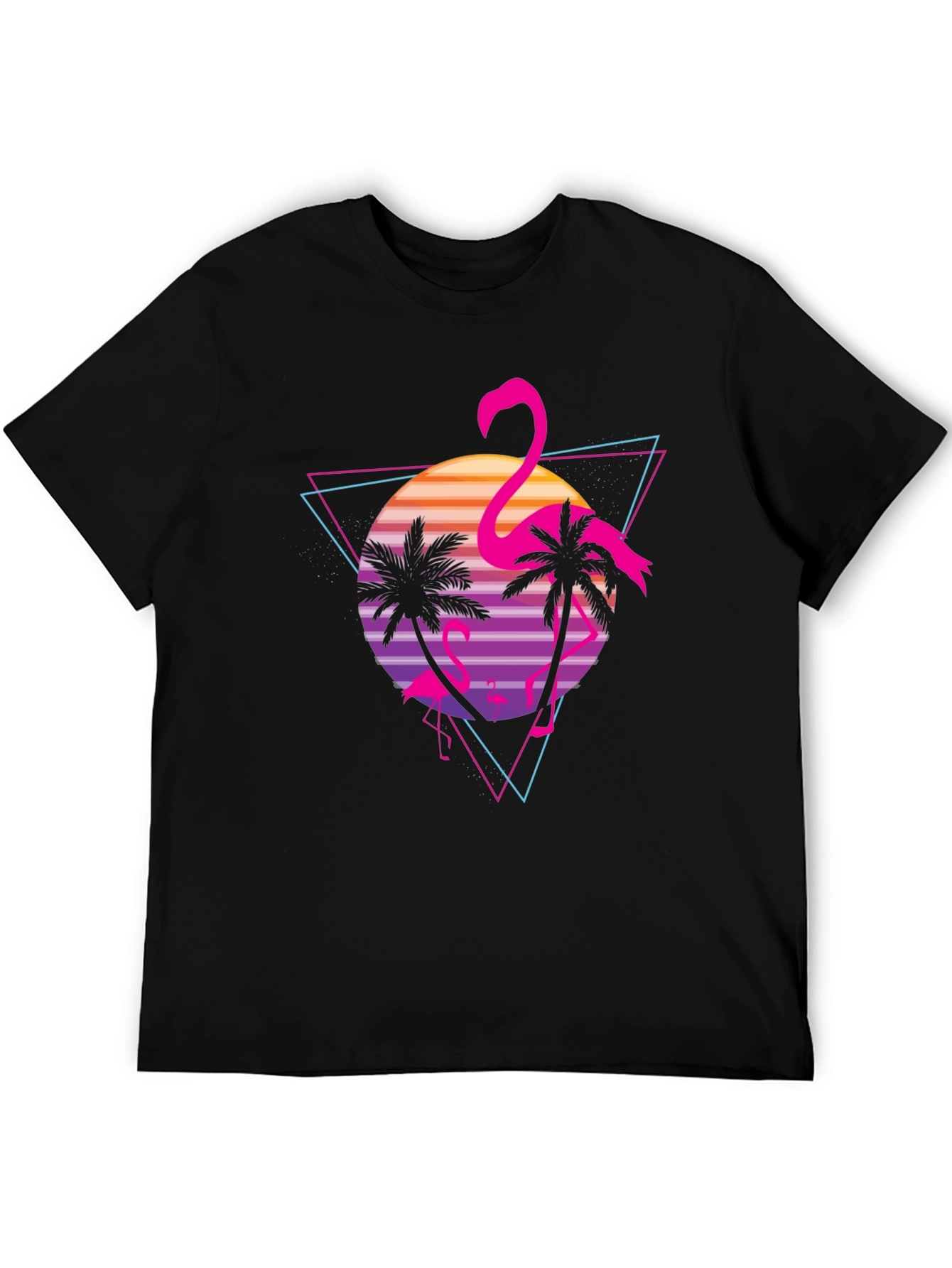 Black Retro Flamingo Sunset Graphic Tee view 5
