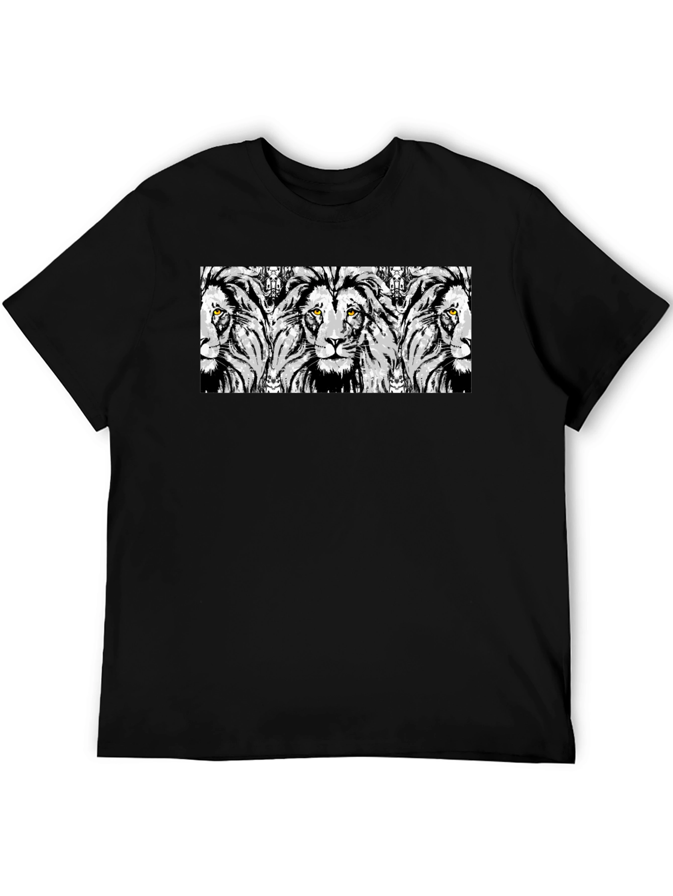 Black Lion Print Graphic Tee - Stylish Men's Black T-Shirt view 5