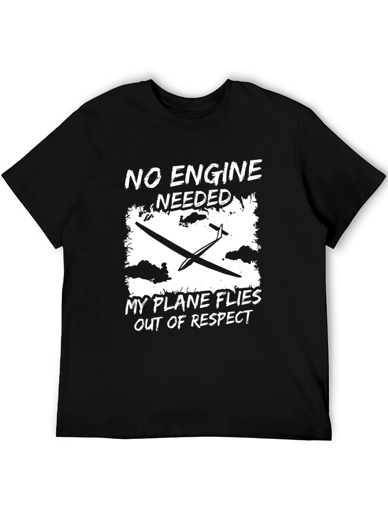 Black No Engine Needed T-Shirt, Glider Plane Design view 5