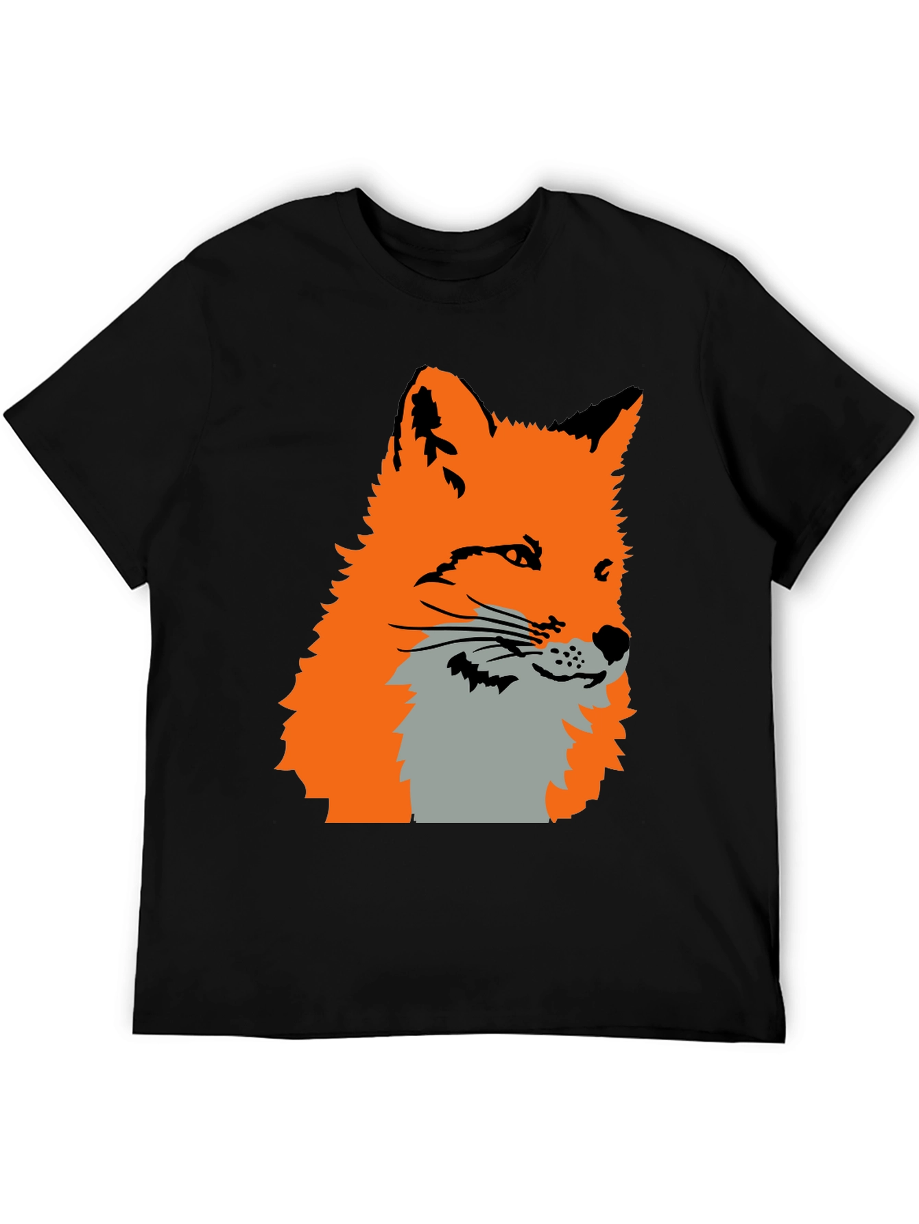 Black Fox Graphic Print T-Shirt - Black view 5