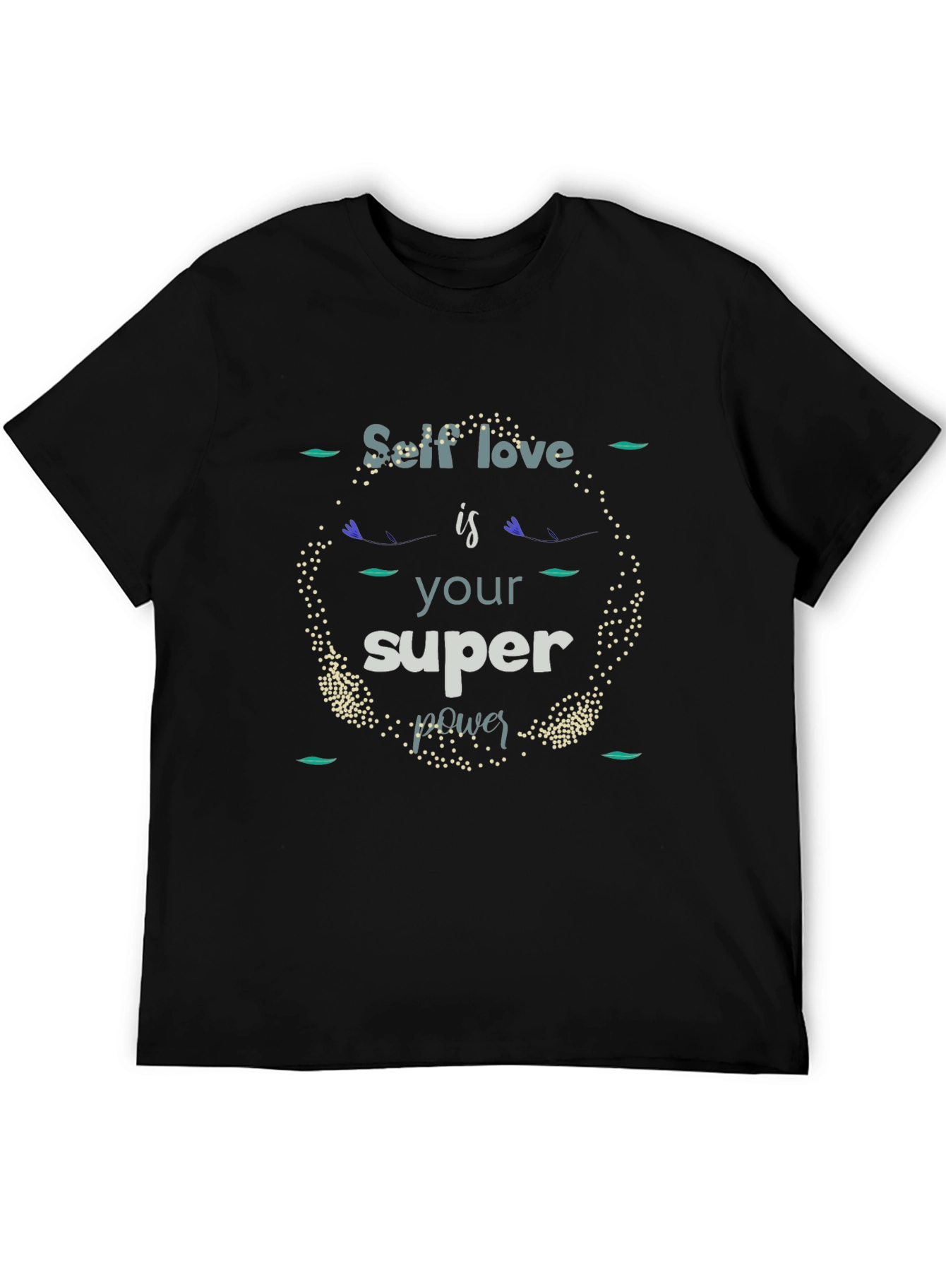 Black Self Love Super Power Graphic Tee - Black Unisex T-Shirt view 5