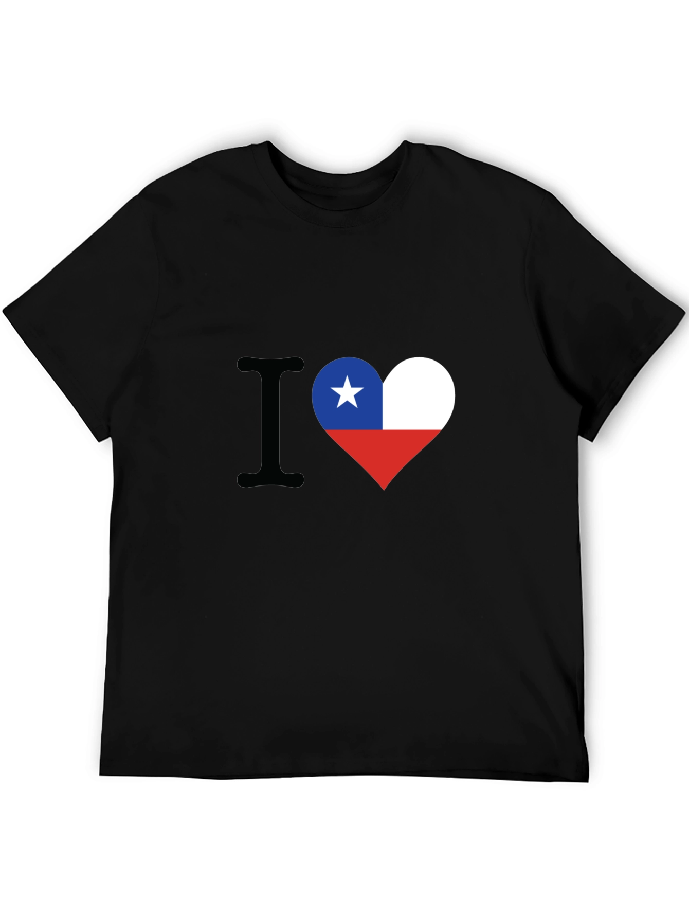 I Love Chile Heart Flag Black T-Shirt - 5