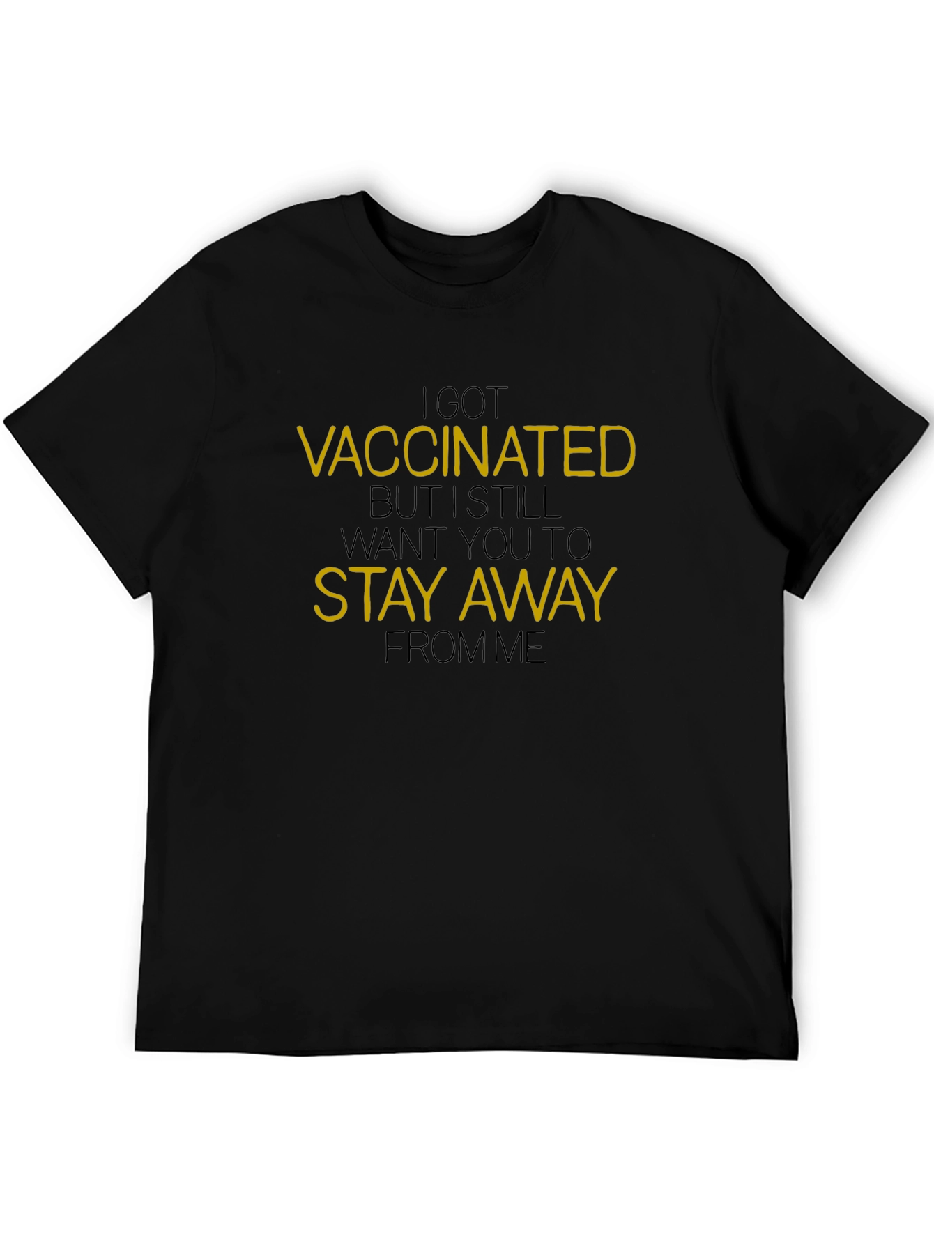 Black Vaccinated Stay Away Graphic Tee - Unisex Black T-Shirt view 5