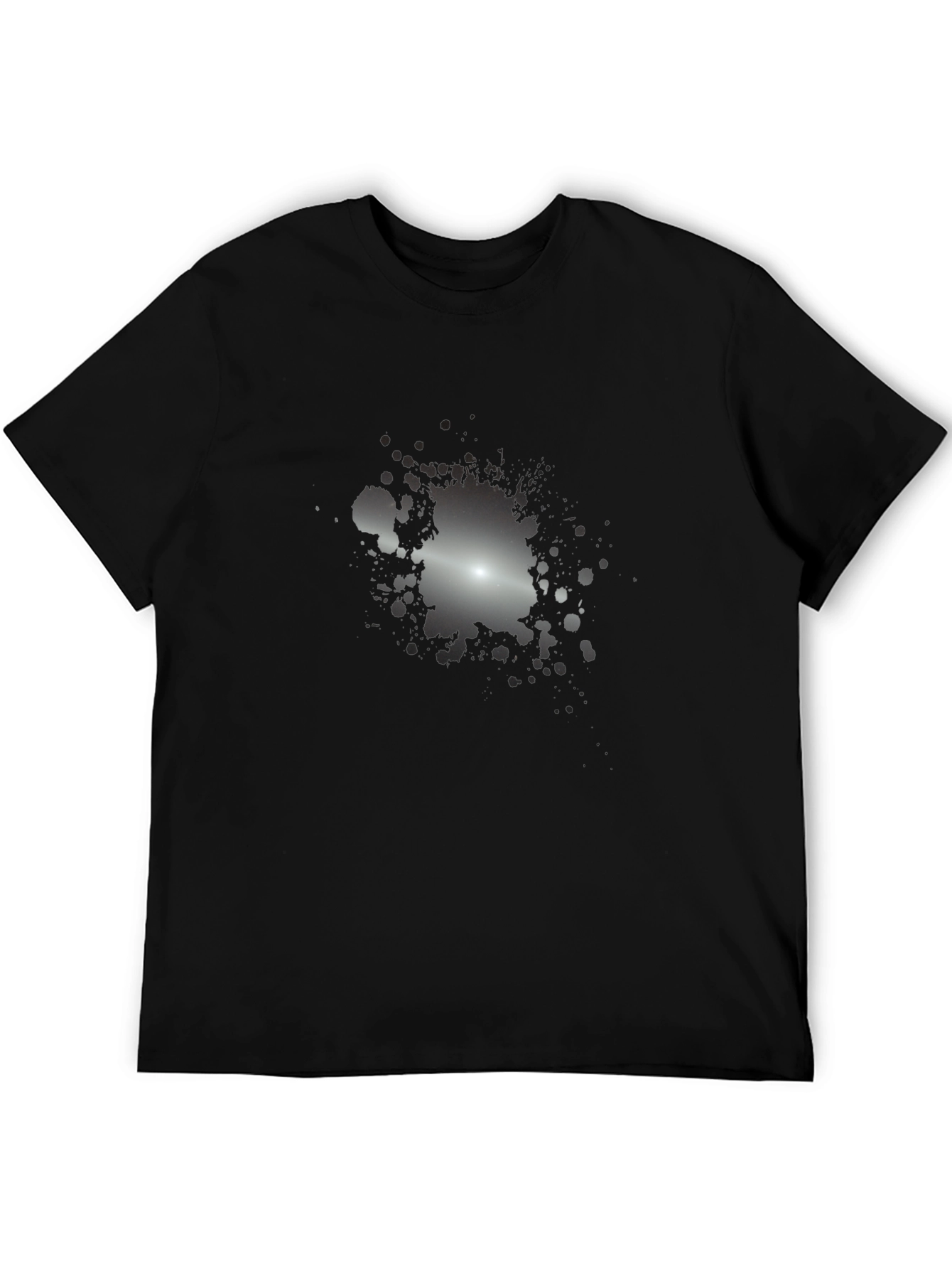 Black Men's Black T-Shirt with Abstract Splatter Design view 5