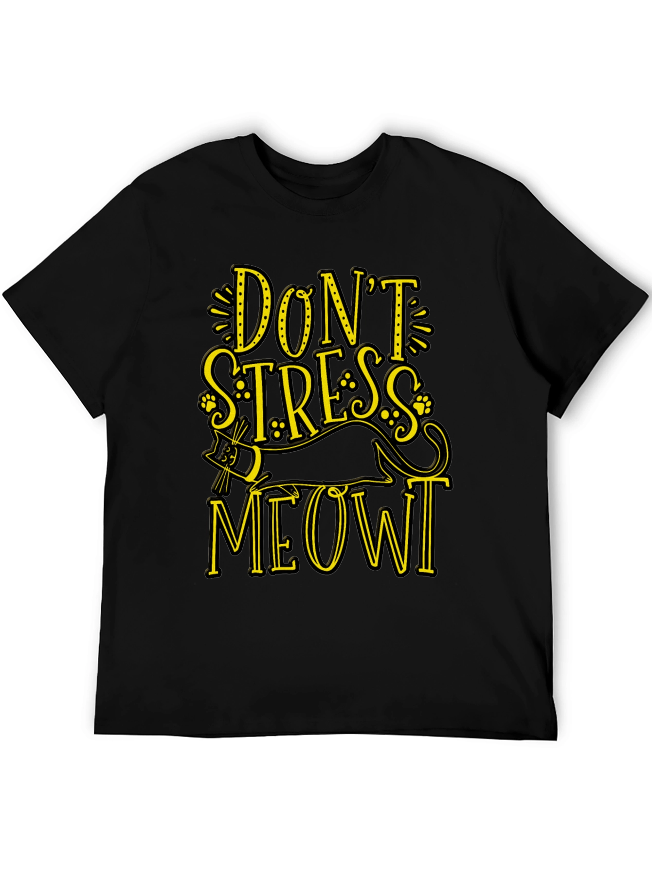 Black Don't Stress Meowt Black Graphic Tee view 5