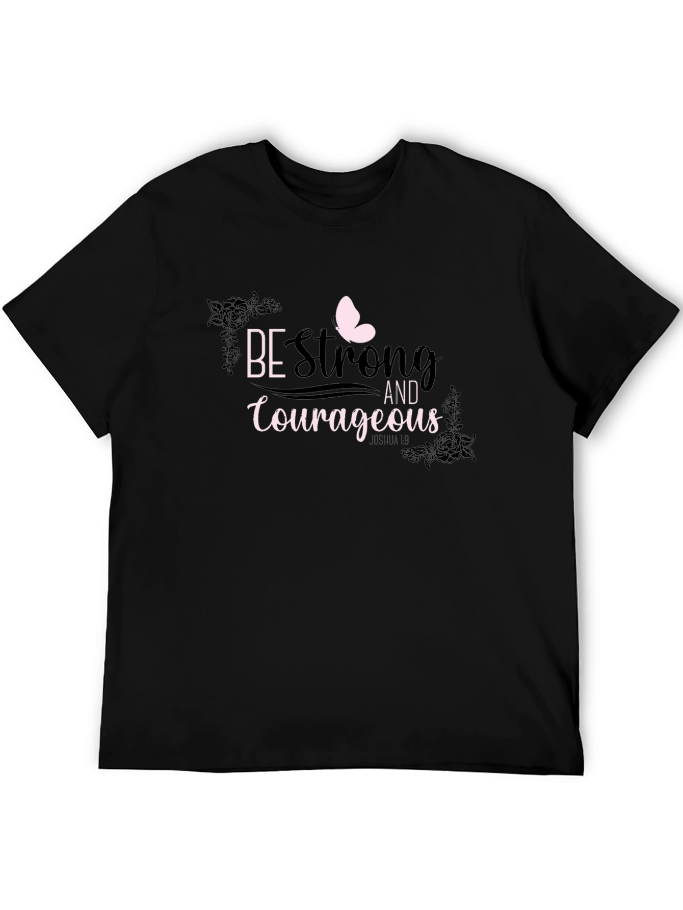 Black Be Strong and Courageous Graphic Tee view 5