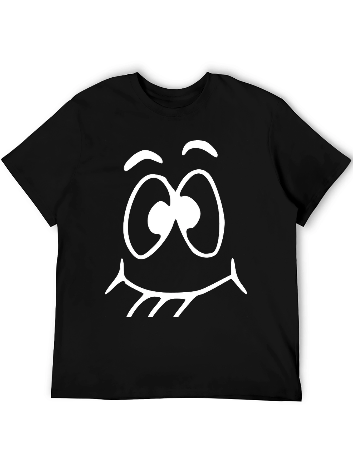 Black Funny Face Graphic Tee - Black Cotton T-Shirt view 5