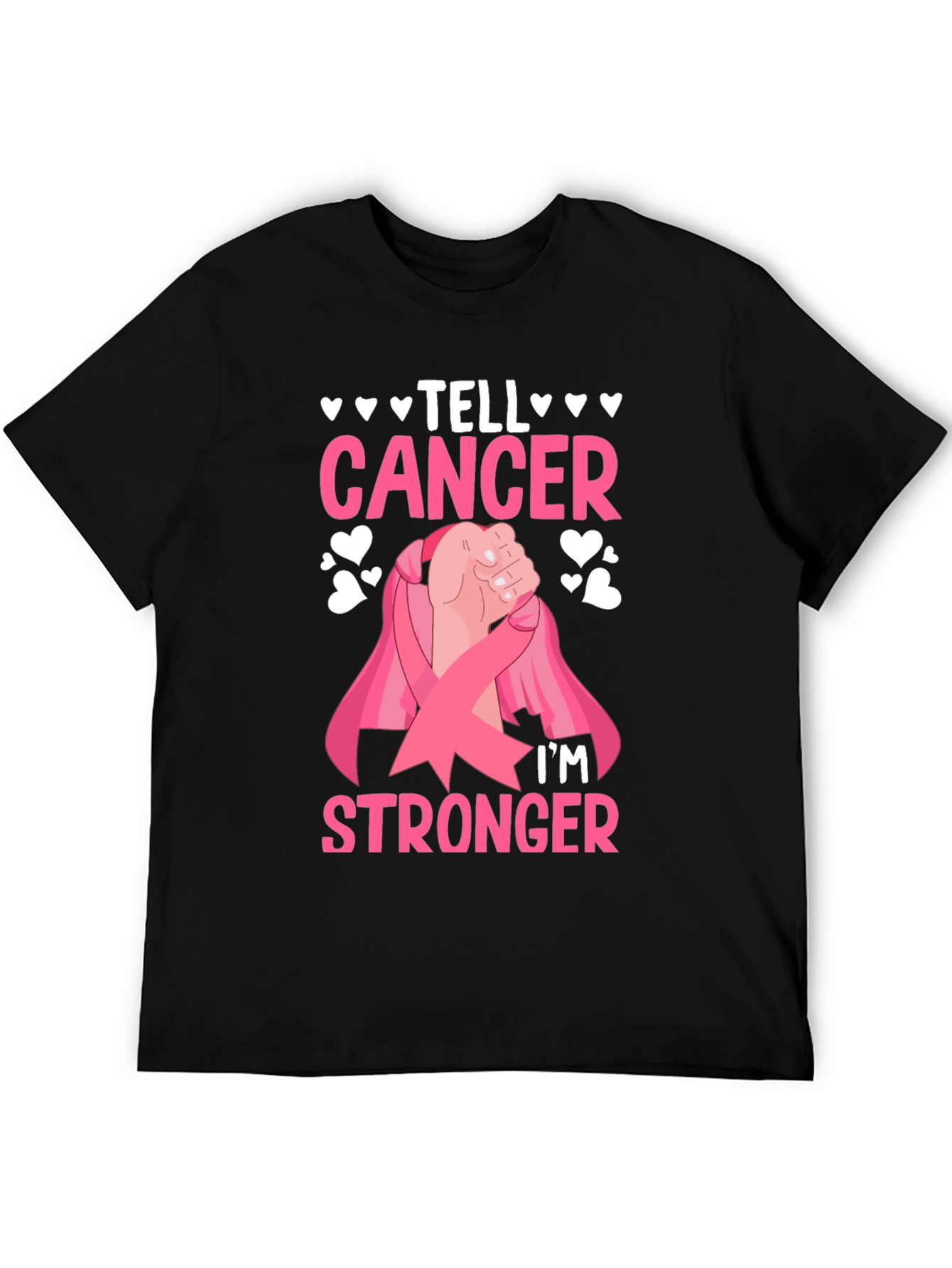 Black Tell Cancer I'm Stronger T-Shirt view 5