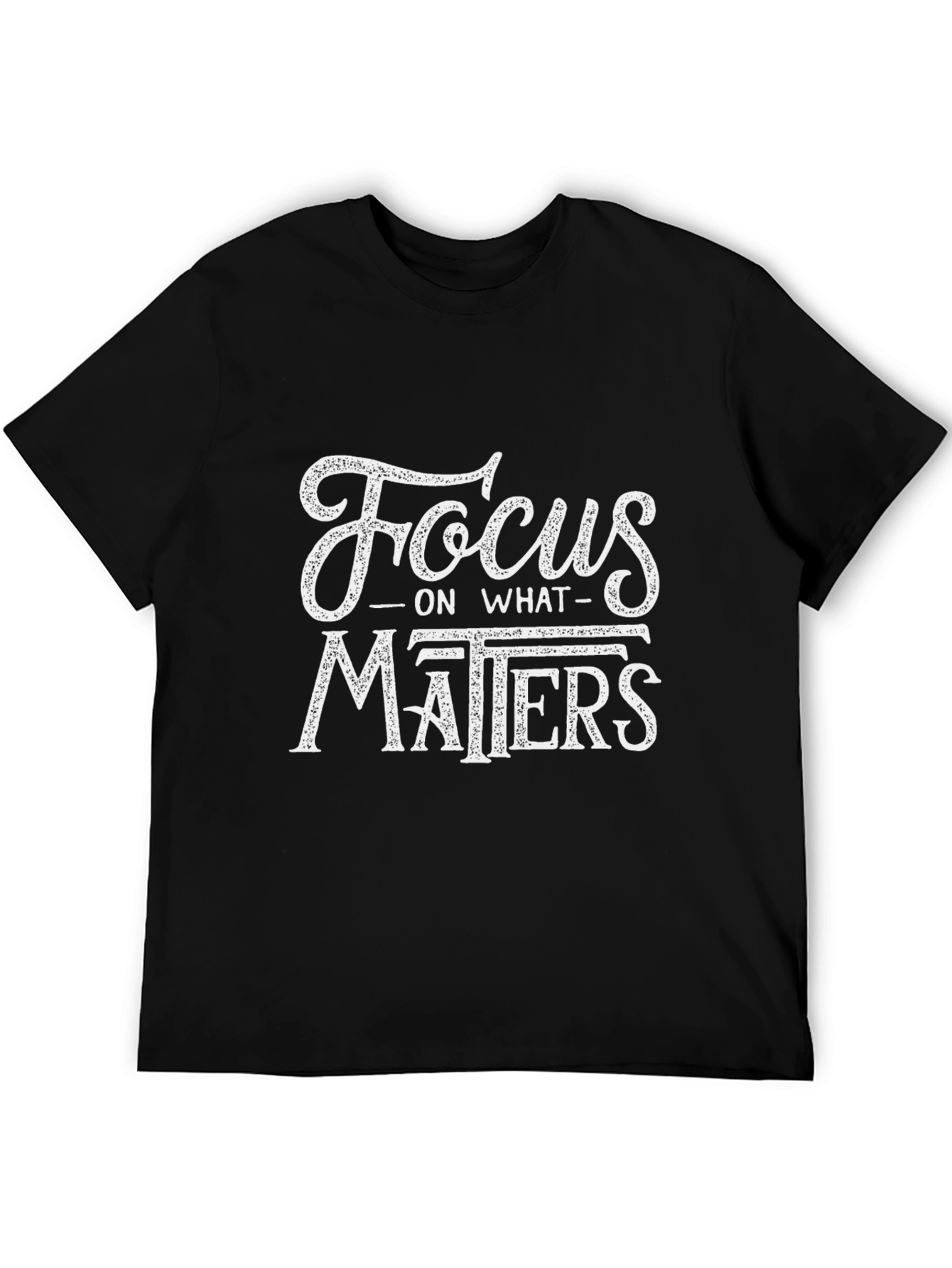 Black Focus On What Matters Graphic Tee - Black Cotton Blend view 5