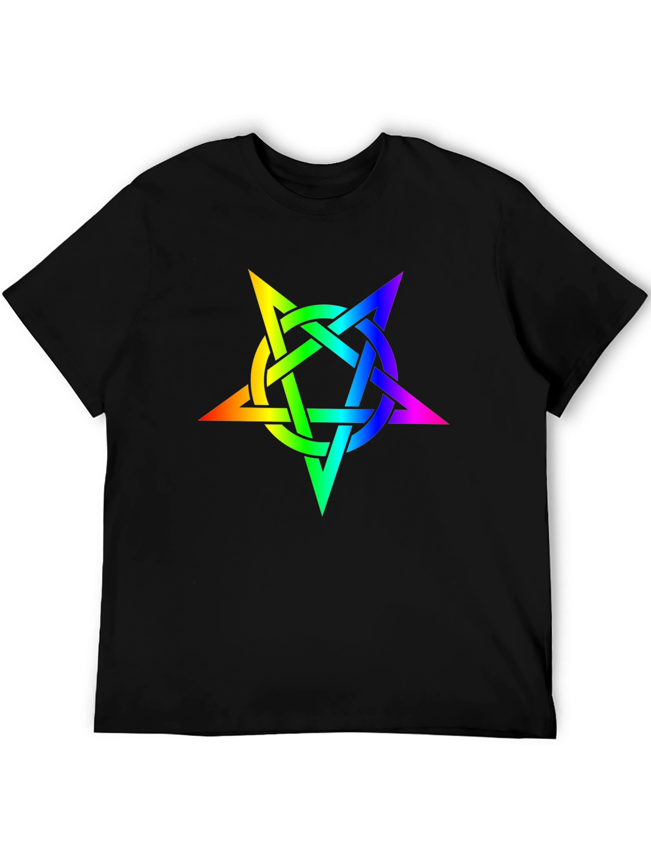 Black Rainbow Pentagram Black T-Shirt view 5