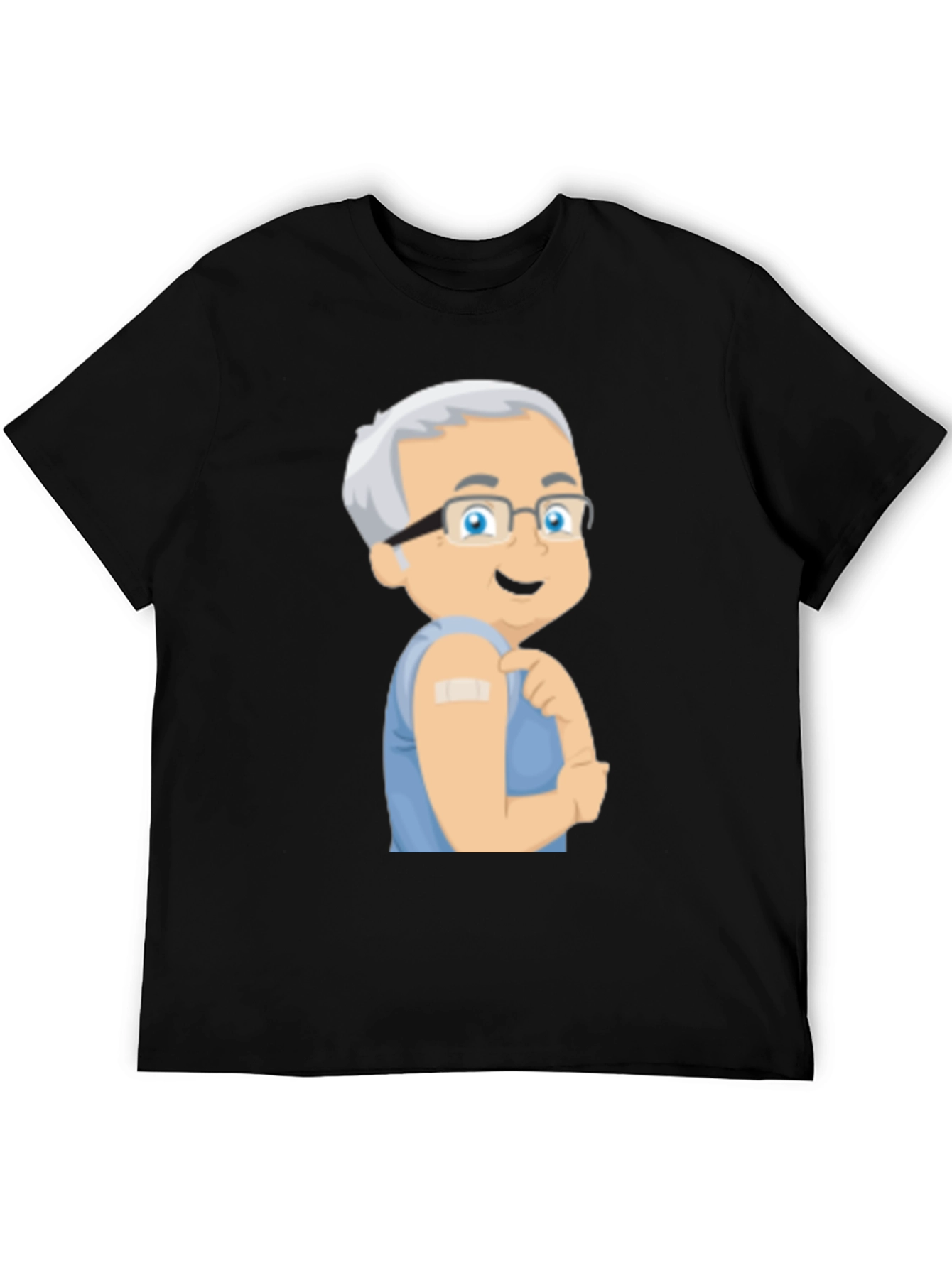 Black Vaccinated Cartoon Graphic T-Shirt view 5