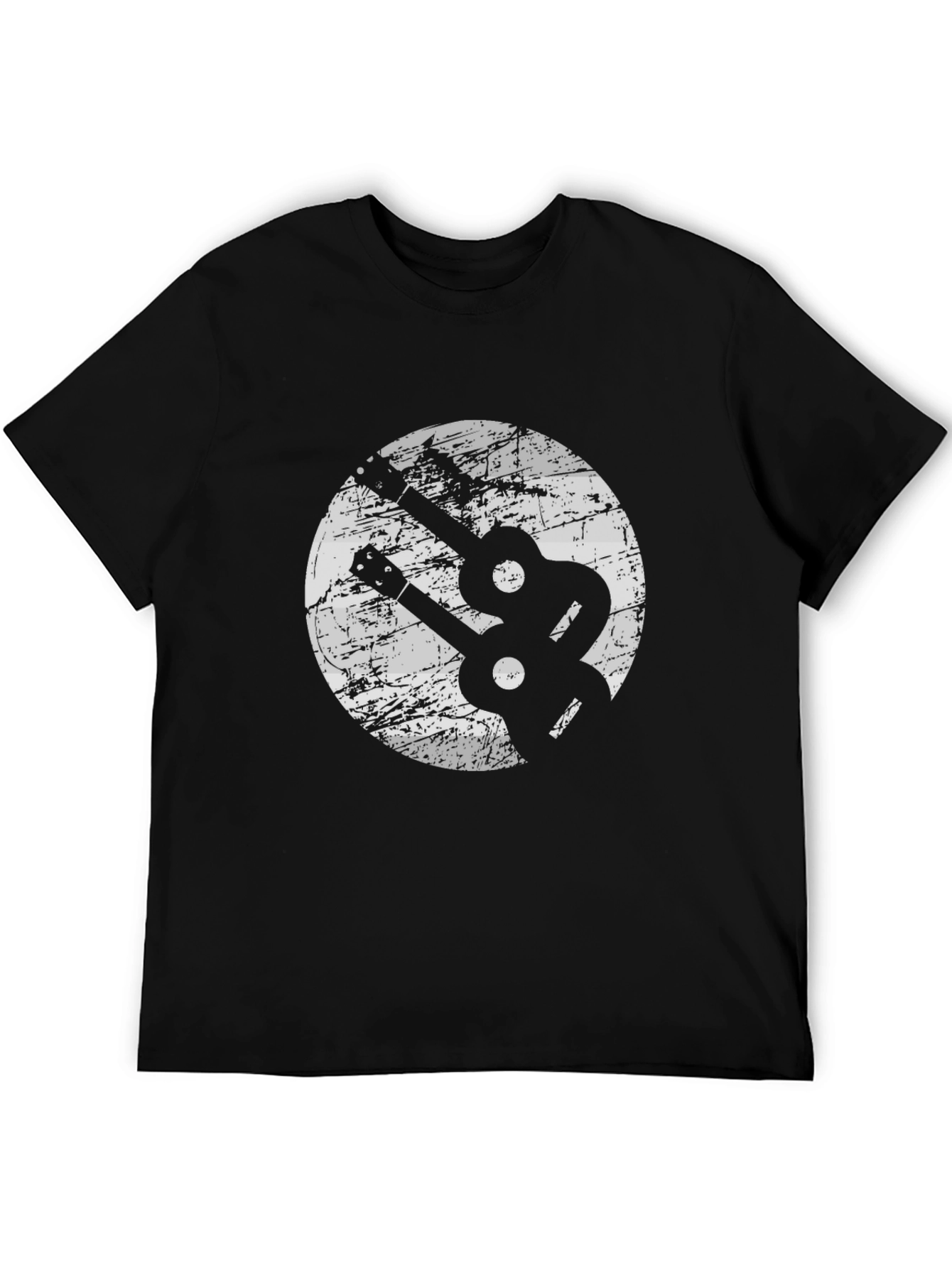 Black Retro Guitar T-Shirt - Yin Yang Music Tee view 5