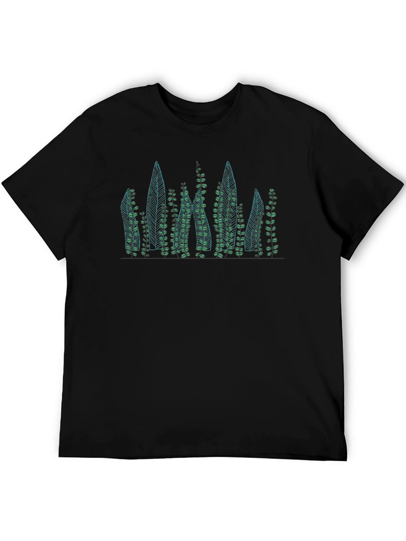 Black Nature Inspired Graphic Tee - Black view 5