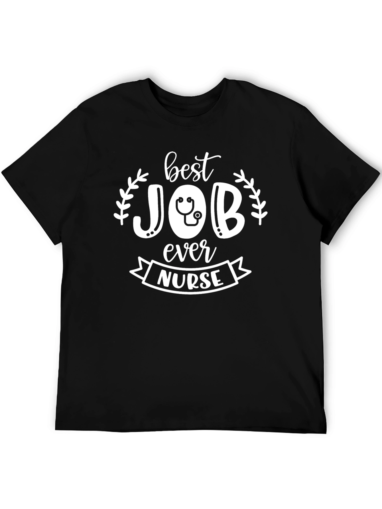 Black Best Job Ever Nurse T-Shirt - Black Cotton view 5