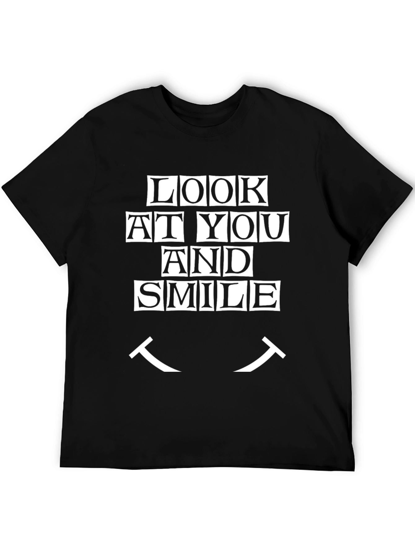 Black Look At You And Smile Graphic Tee - Men's Black T-Shirt view 5