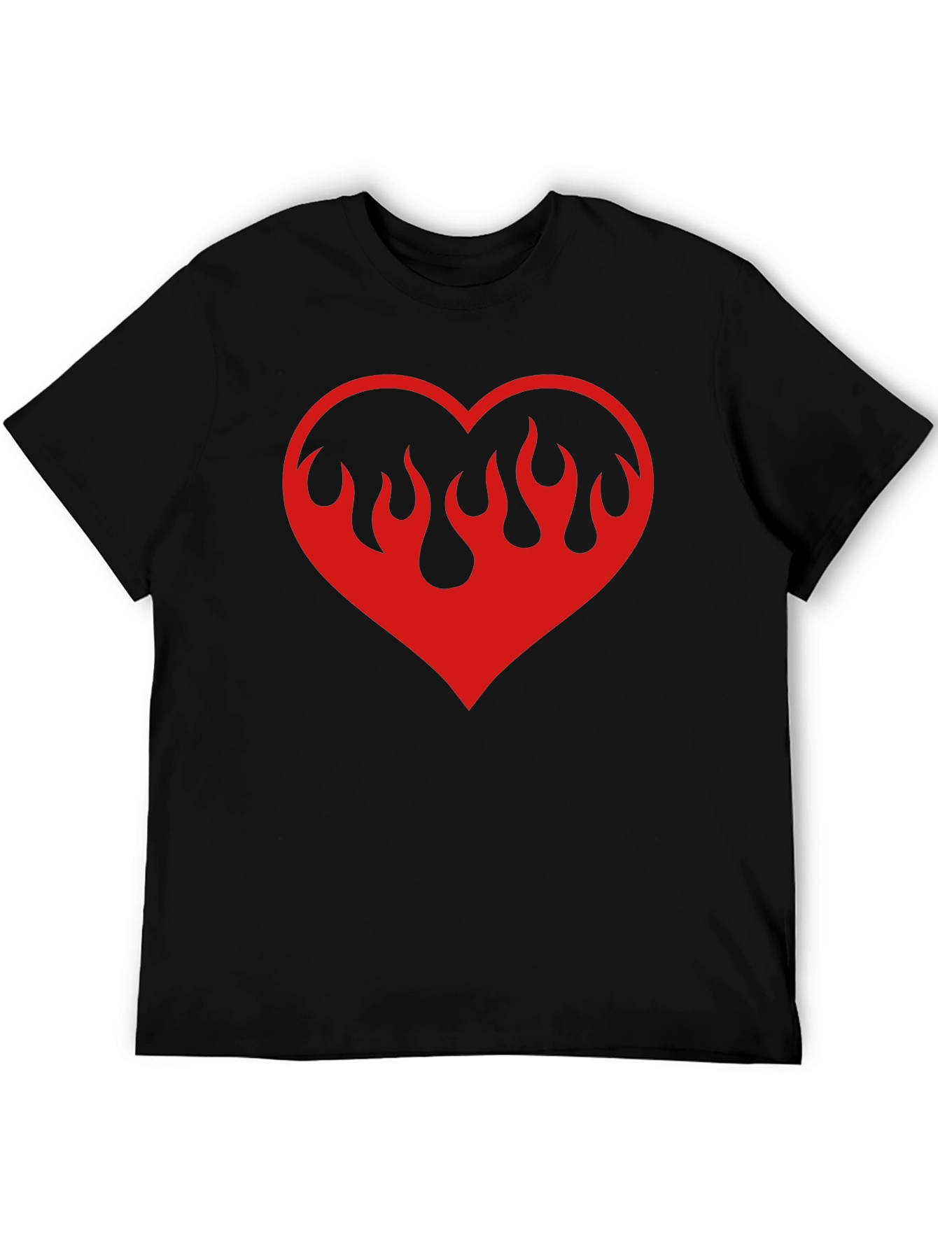Black Flaming Heart Graphic Tee - Black Cotton Blend view 5