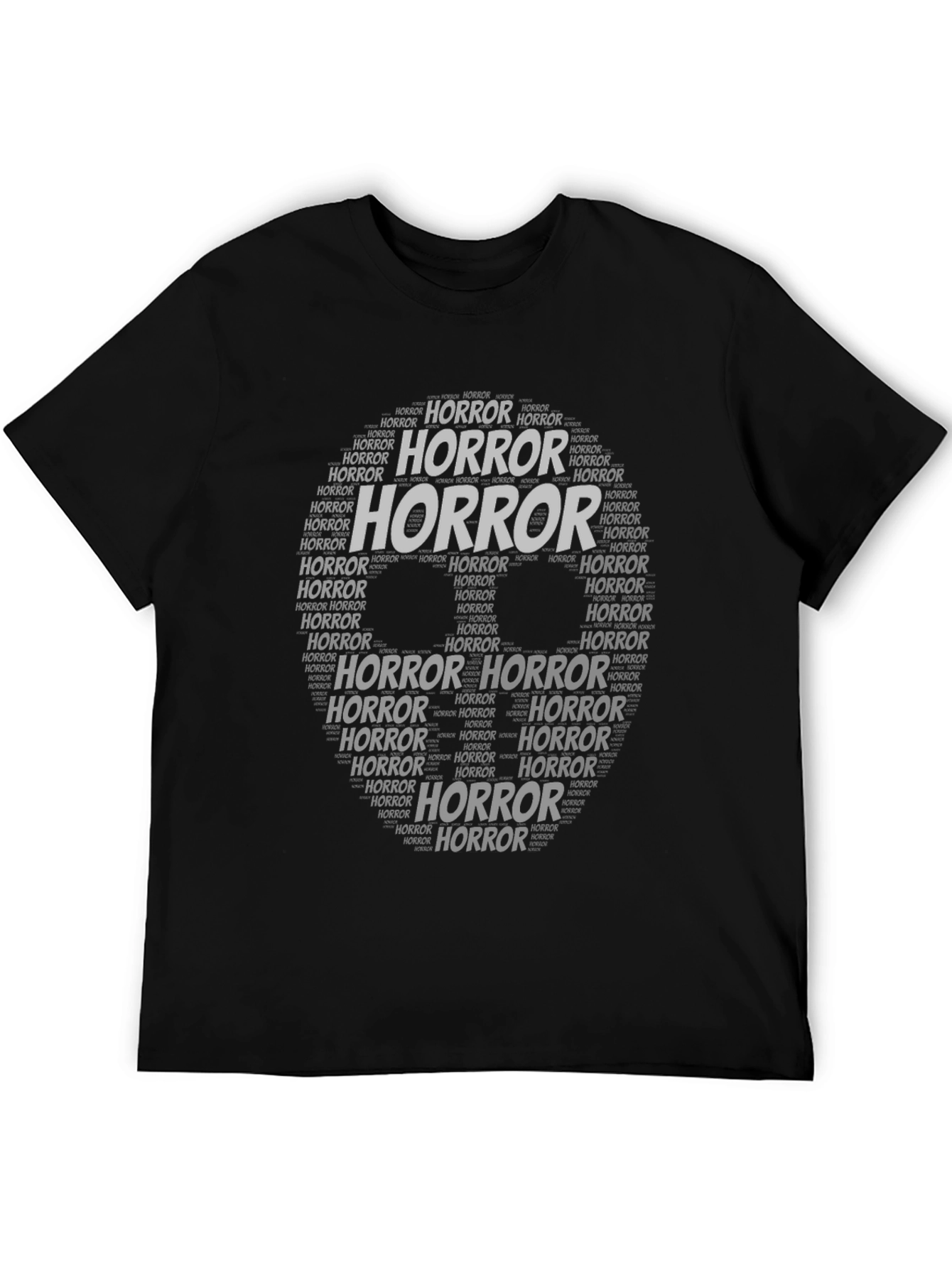 Black Horror Word Art T-Shirt view 5