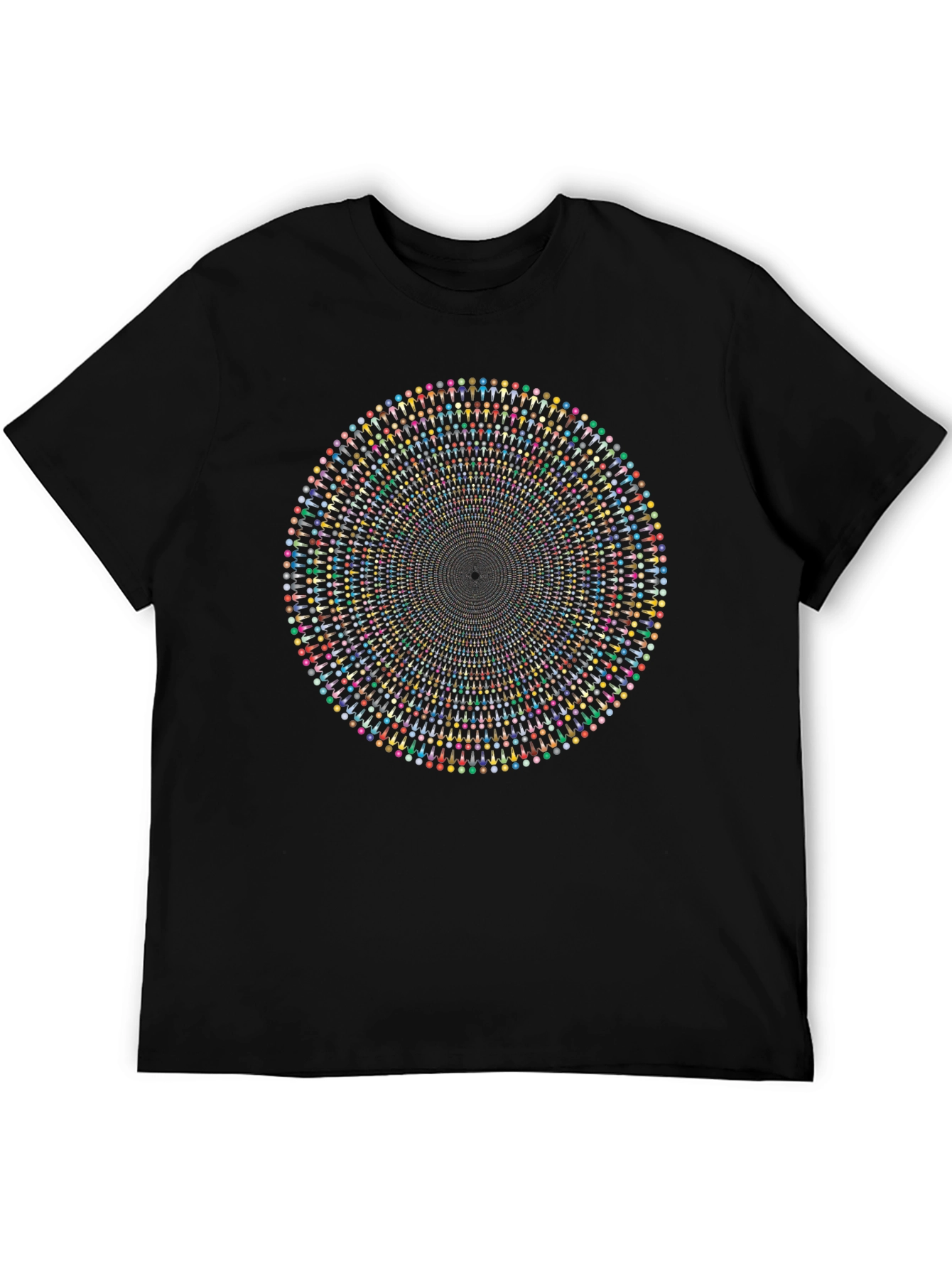 Black Circle of People T-Shirt - Optical Illusion view 5