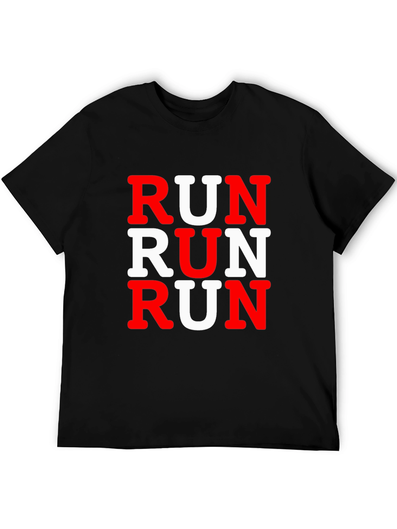 Black Run Graphic Print Men's Black T-Shirt view 5