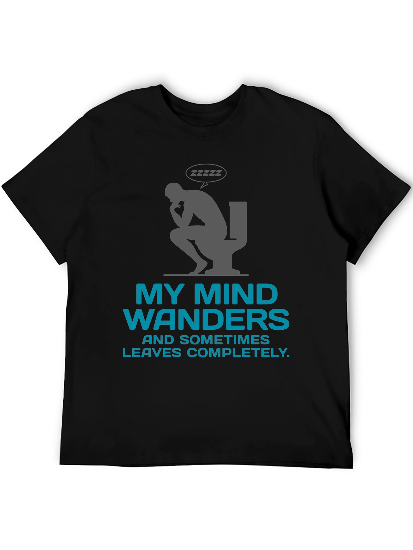 Black My Mind Wanders Funny Graphic Tee view 5