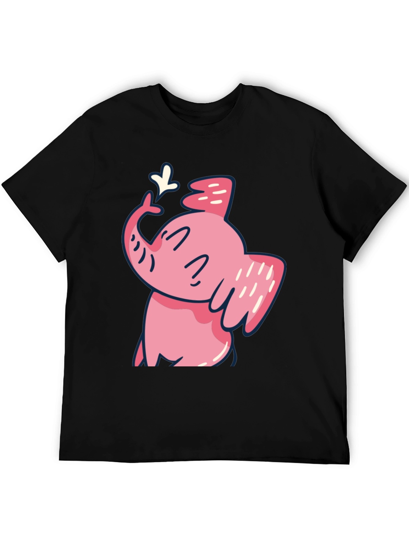 Black Cute Pink Elephant Graphic T-Shirt view 5