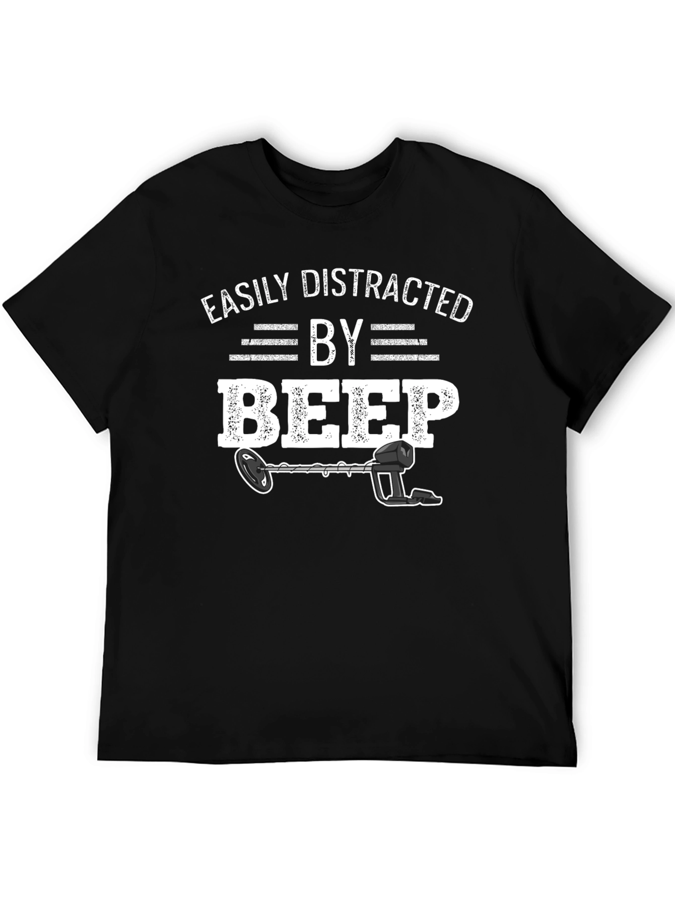 Black Easily Distracted By Beep Metal Detector T-Shirt view 5