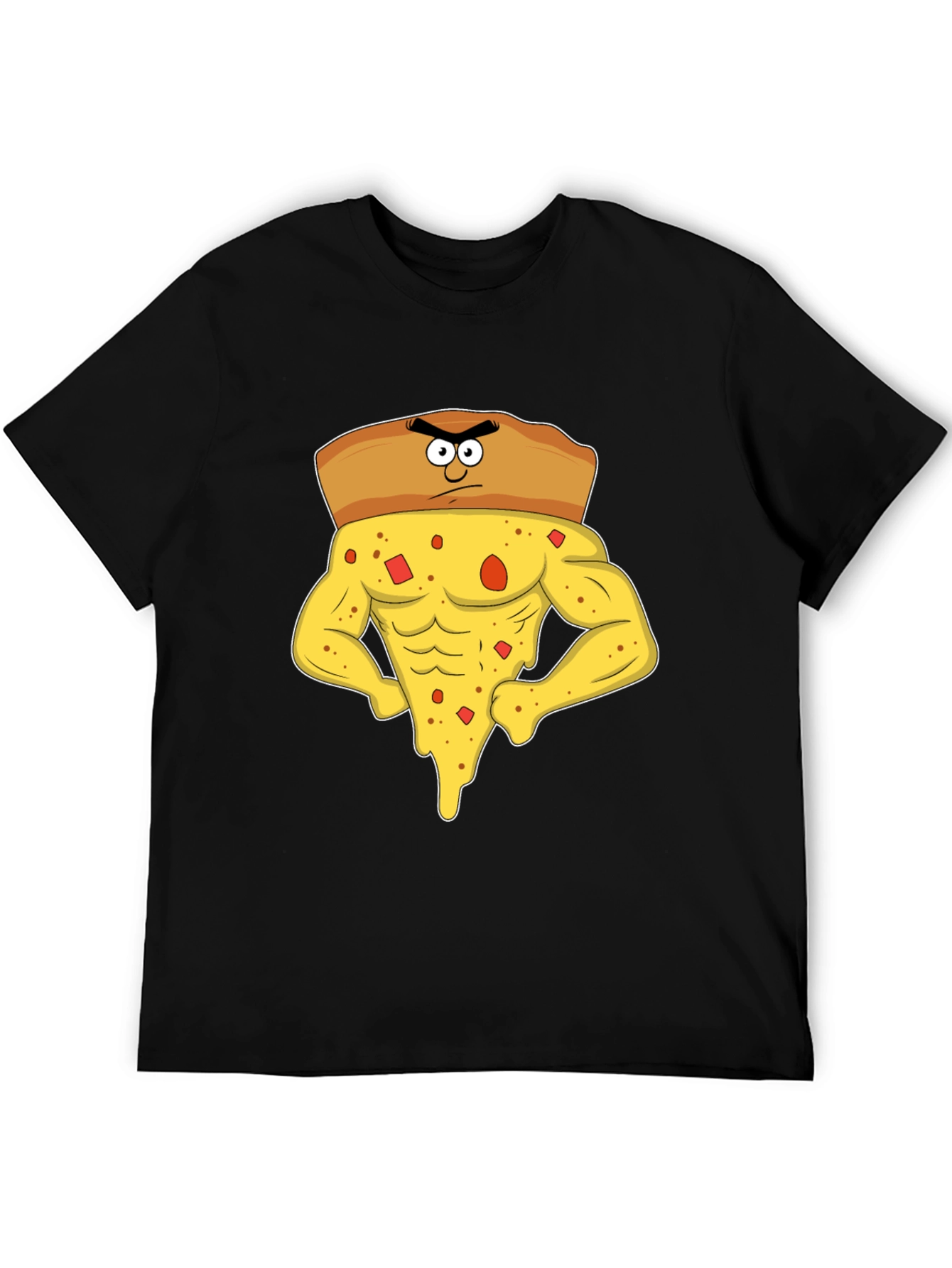 Black Muscle Slice T-Shirt - Funny Cartoon Graphic Tee view 5