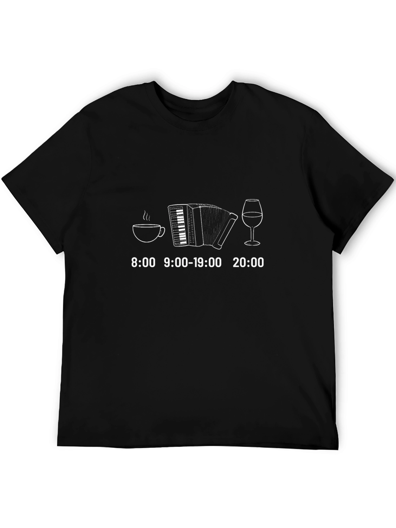 Black Accordion Coffee Wine Time T-Shirt view 5