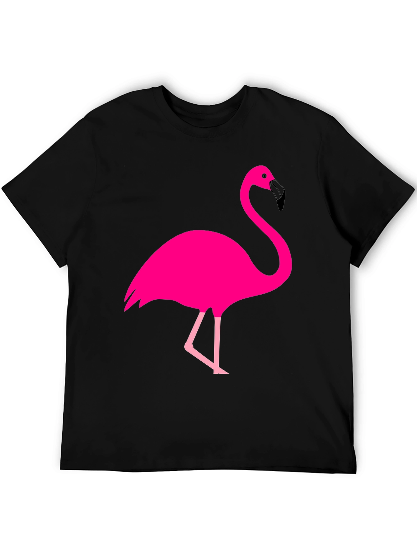 Black Fun Flamingo Graphic Tee - Black Cotton T-Shirt view 5