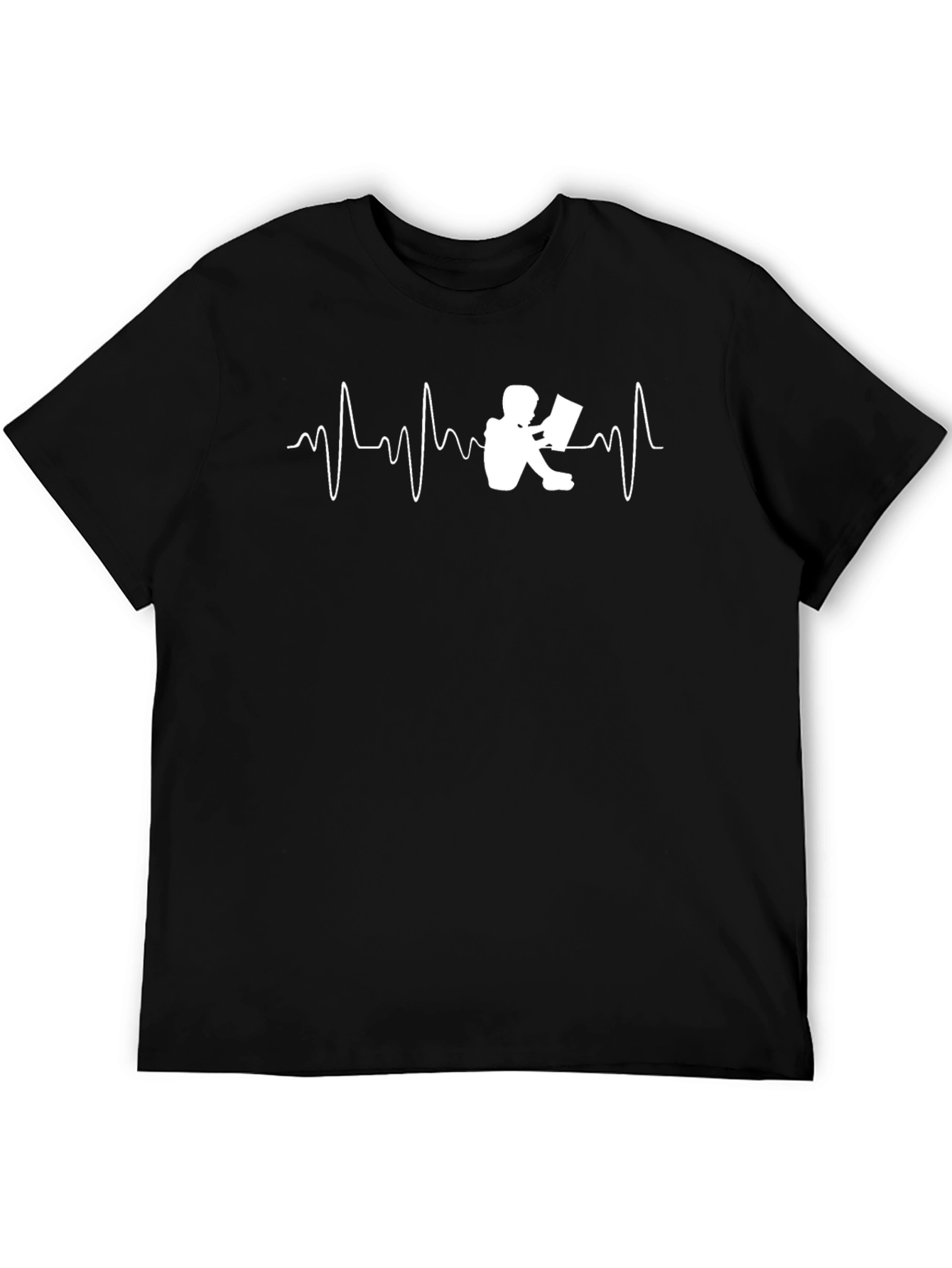 Black Reading Heartbeat Graphic T-Shirt - Black view 5