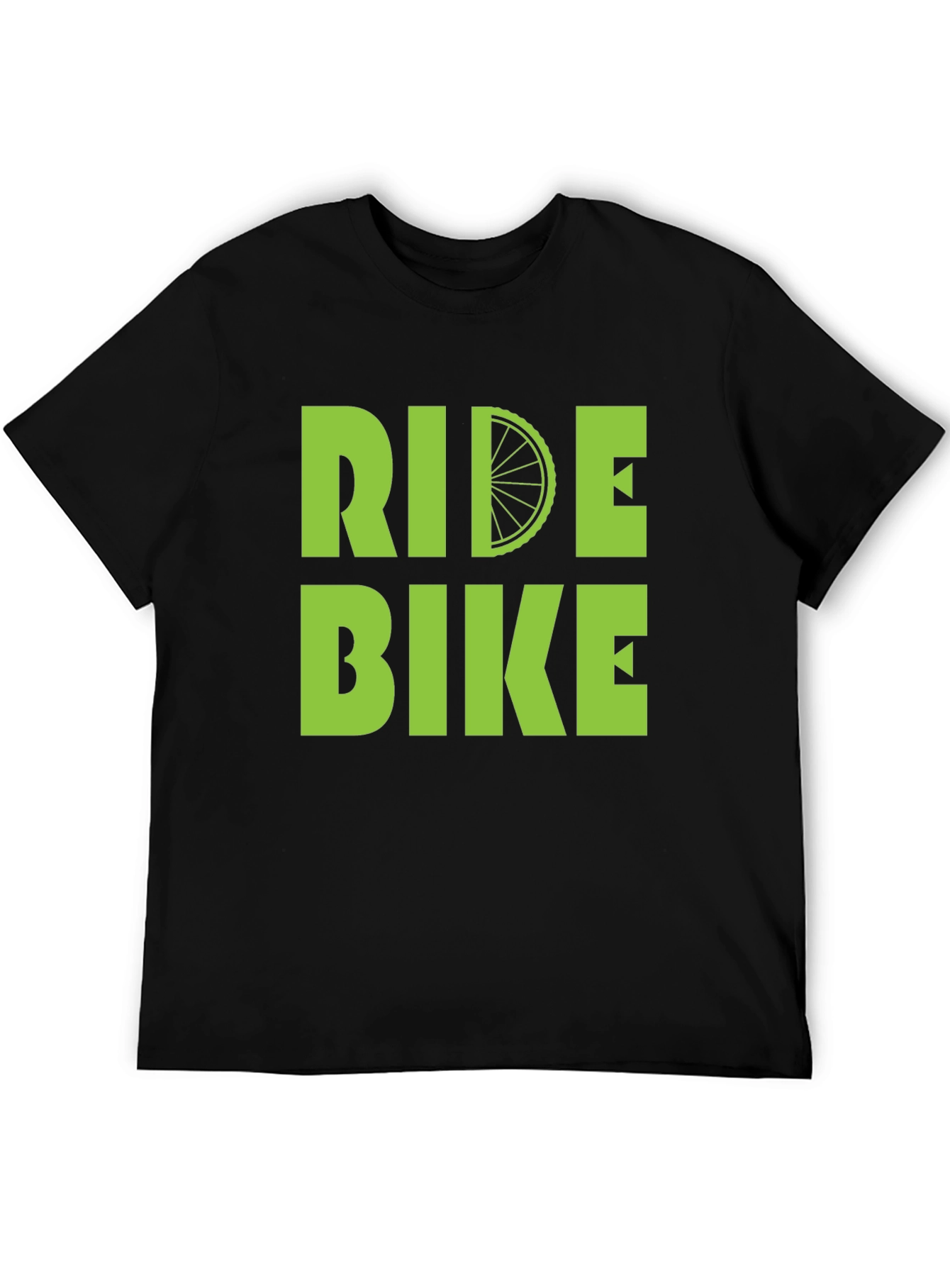Black Ride Bike T-Shirt - Green Graphic Print view 5