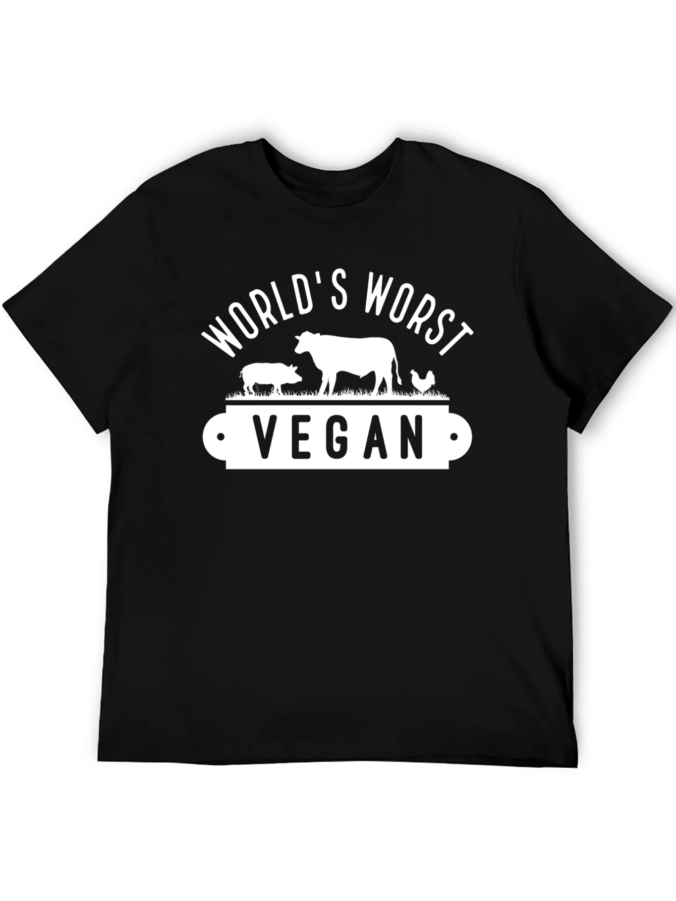 Black World's Worst Vegan Black T-Shirt view 5