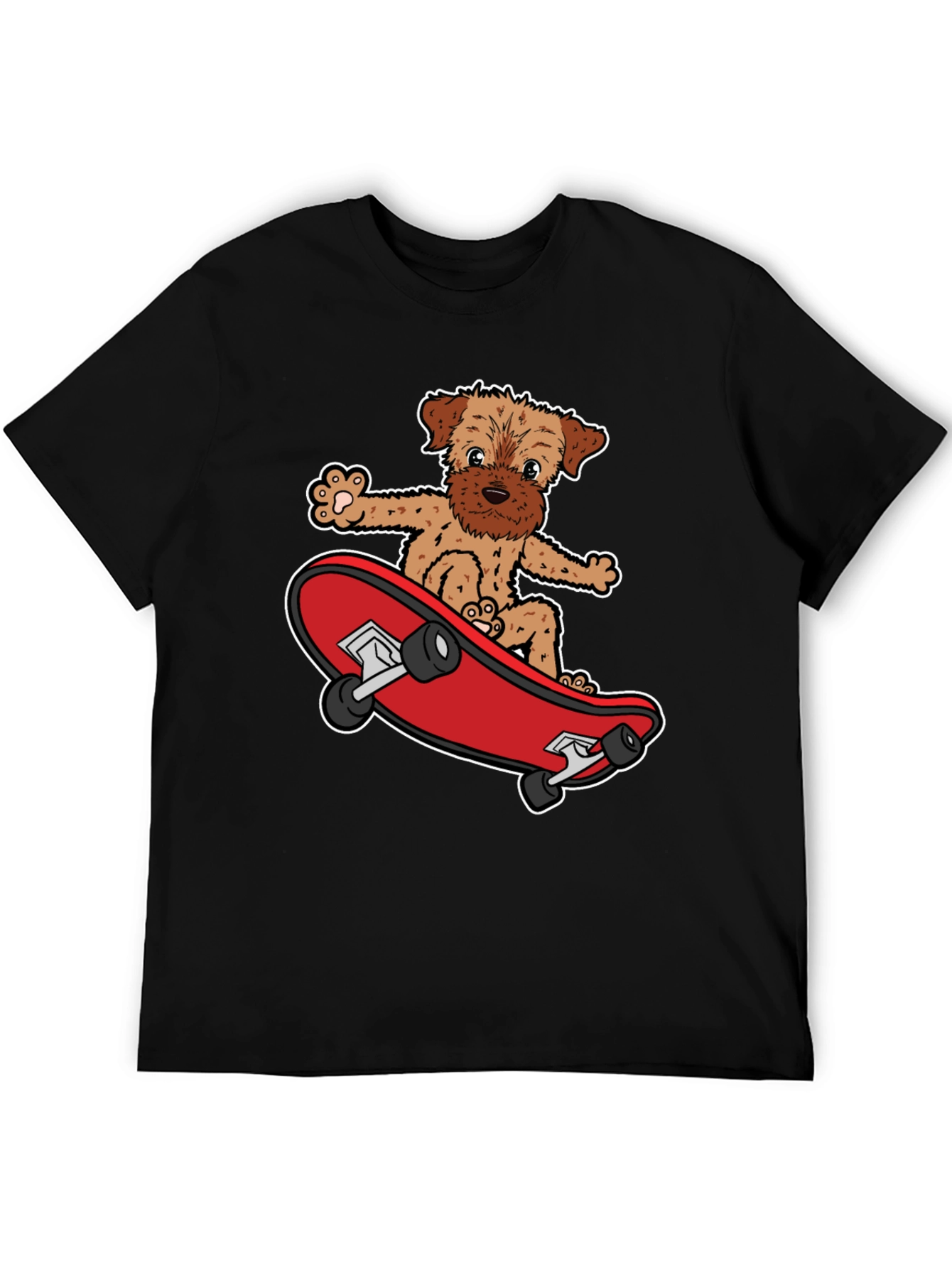 Black Dog Riding Skateboard Black Graphic T-Shirt view 5