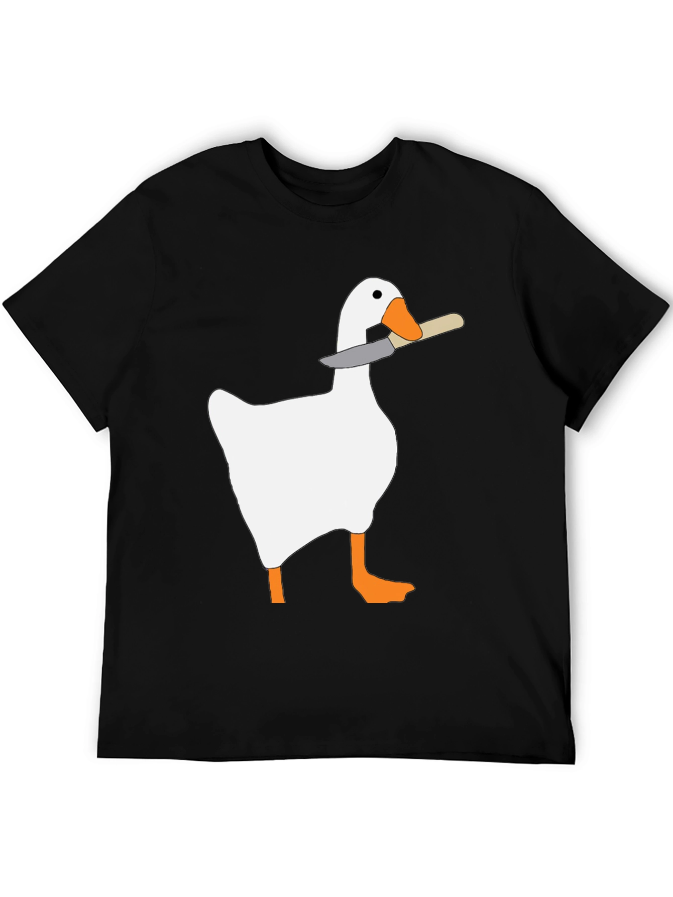 Black Goose With Knife T-Shirt - Funny Graphic Tee view 5