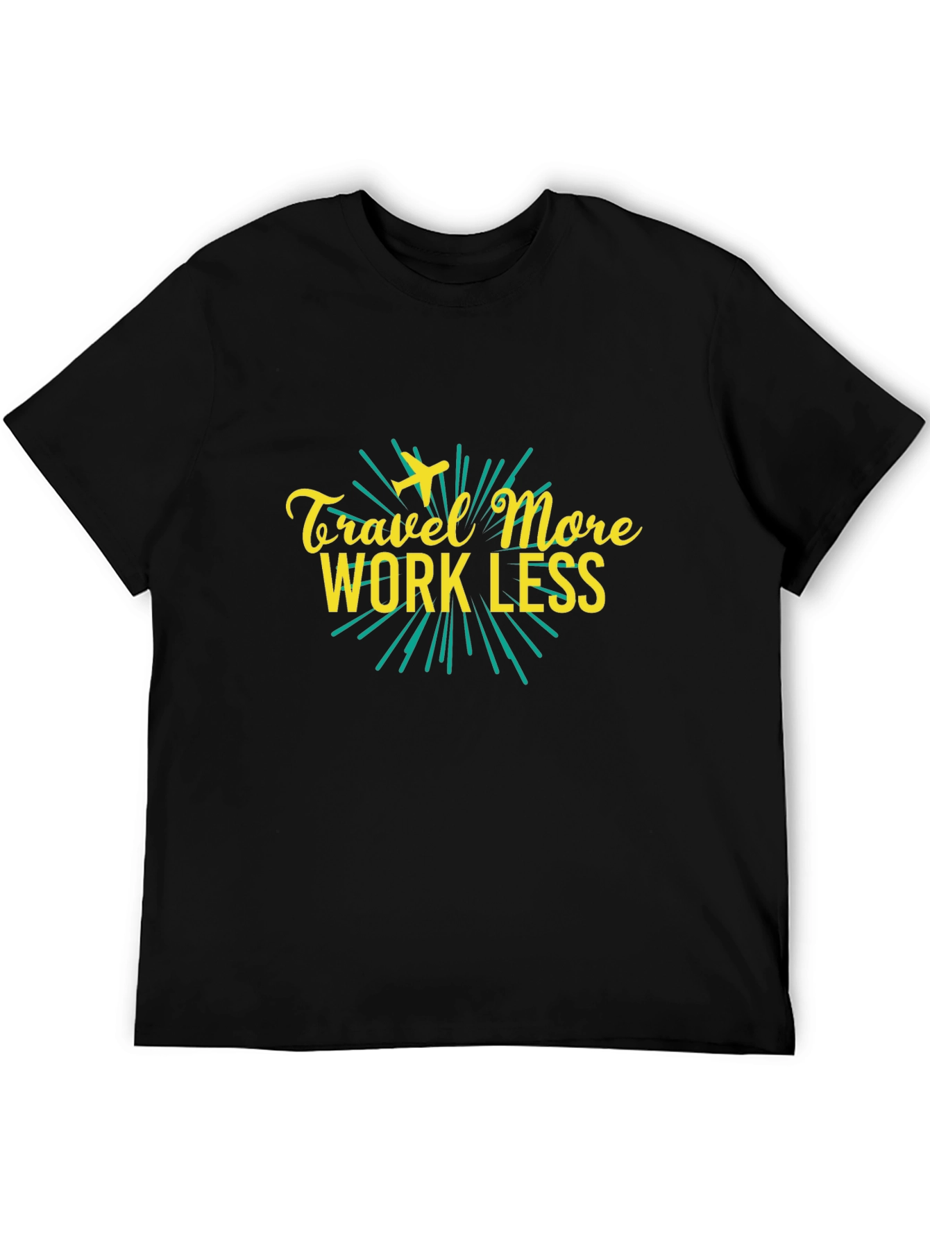 Black Travel More Work Less Graphic Tee view 5