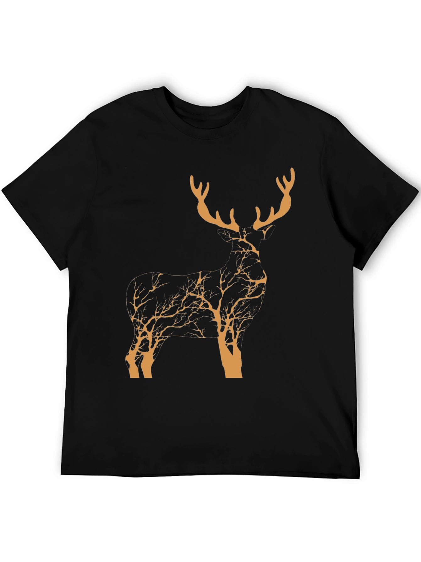 Black Stylish Deer Silhouette Graphic T-Shirt - Nature Inspired Design view 5